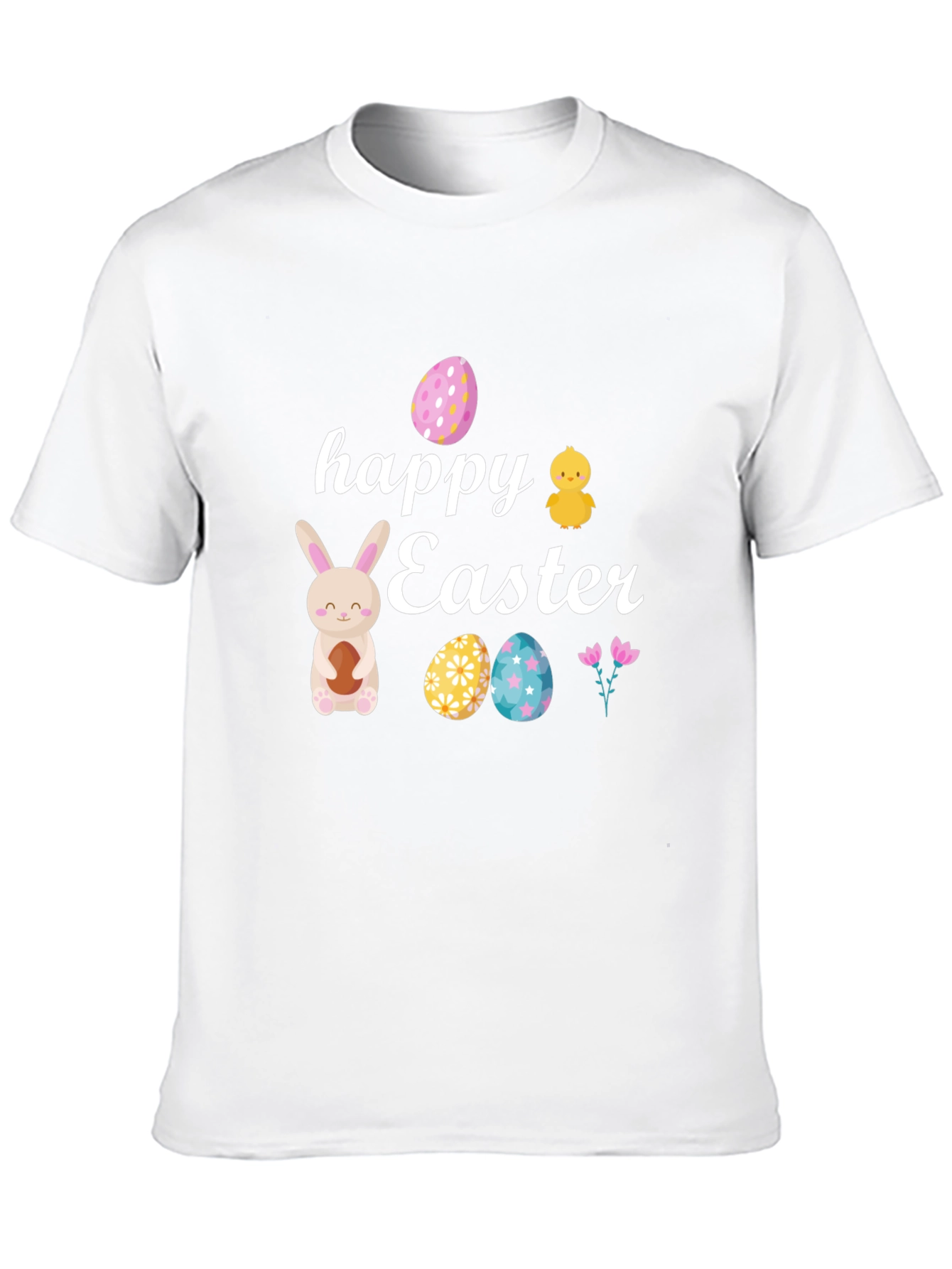 Happy Easter Black T-Shirt with Festive Design