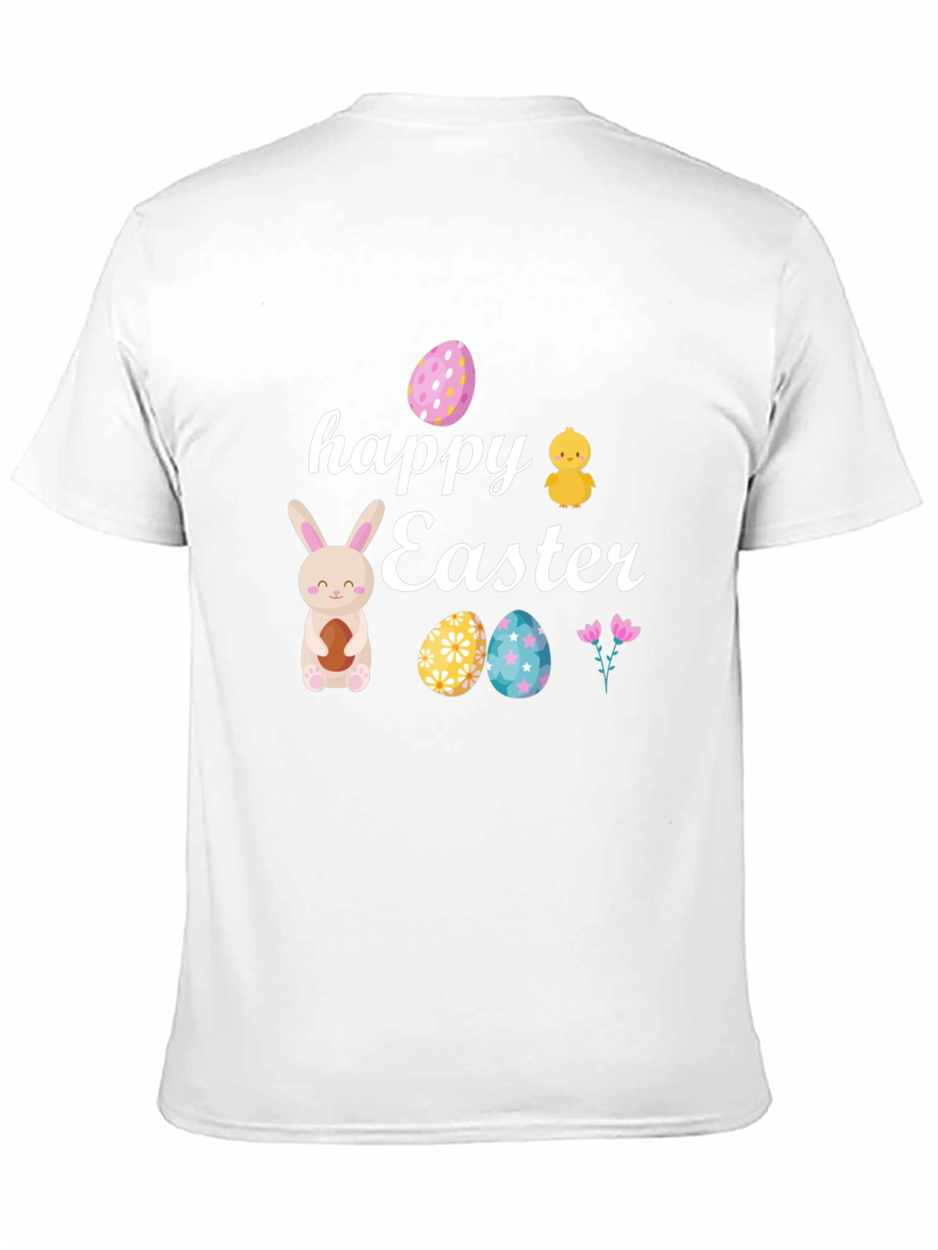 Happy Easter Black T-Shirt with Festive Design