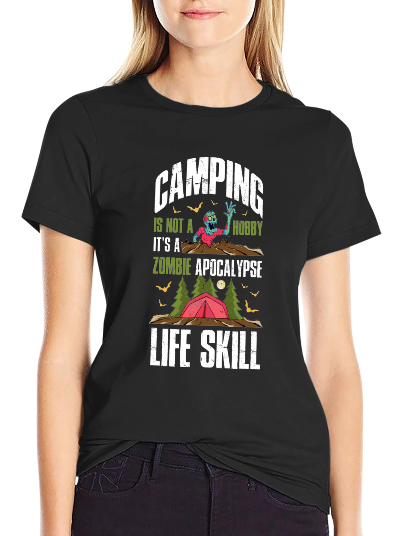 Camping Zombie Apocalypse Life Skill T-Shirt
