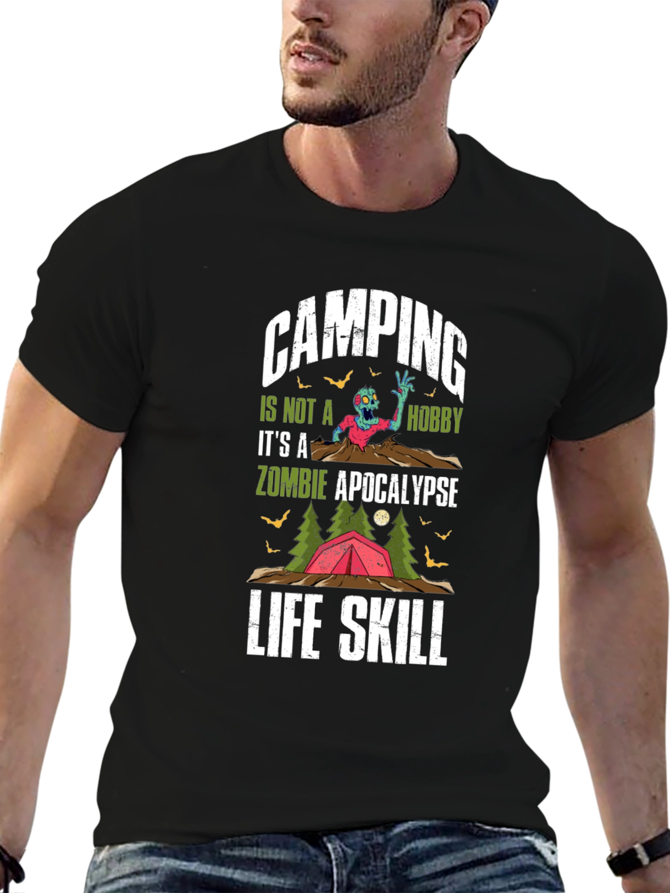 Camping Zombie Apocalypse Life Skill T-Shirt