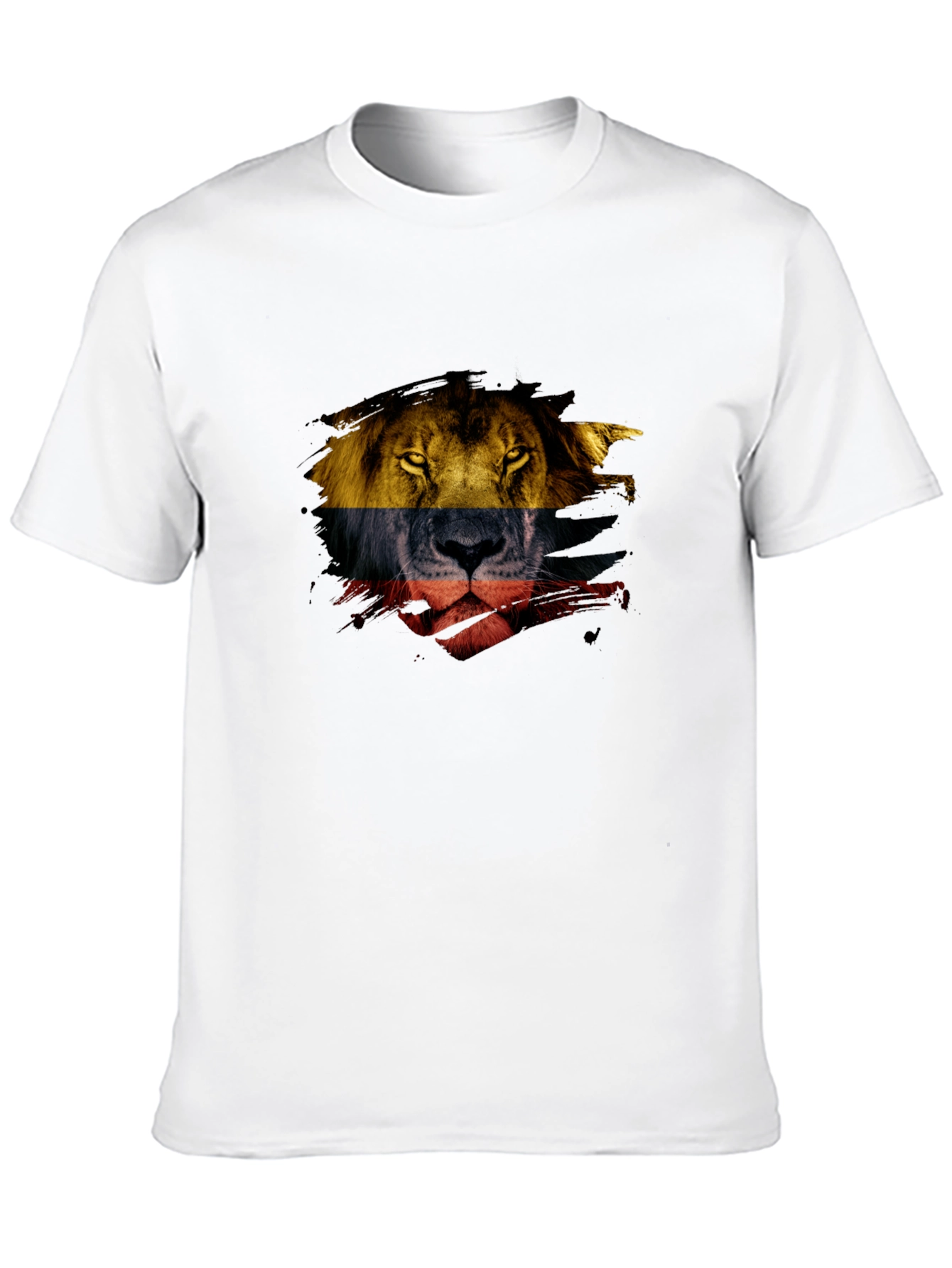 Lion Flag Graphic Print Mens Black T-Shirt
