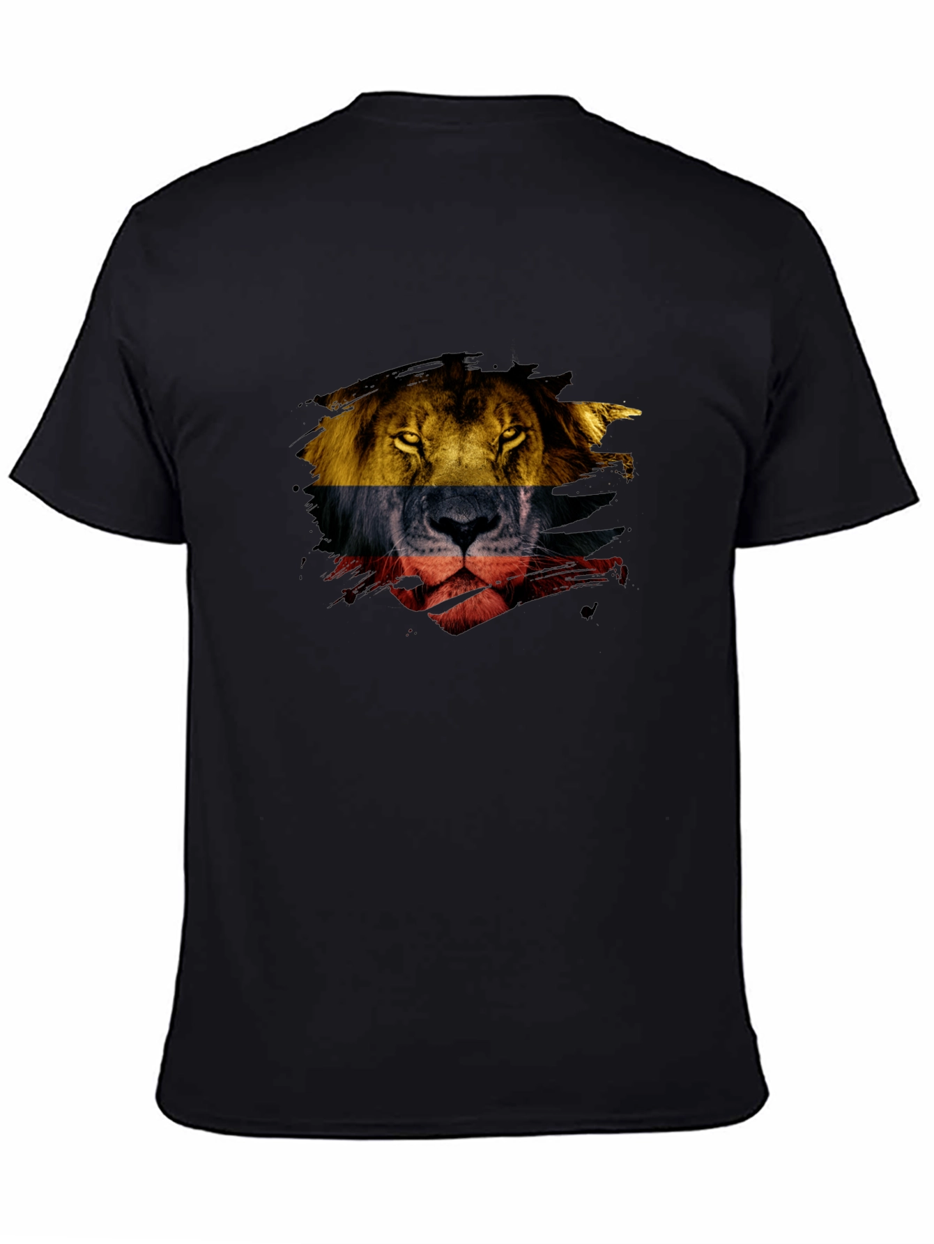 Lion Flag Graphic Print Mens Black T-Shirt