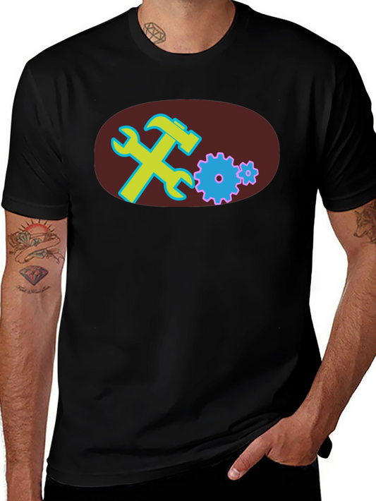 Black T-Shirt with Tools Graphic