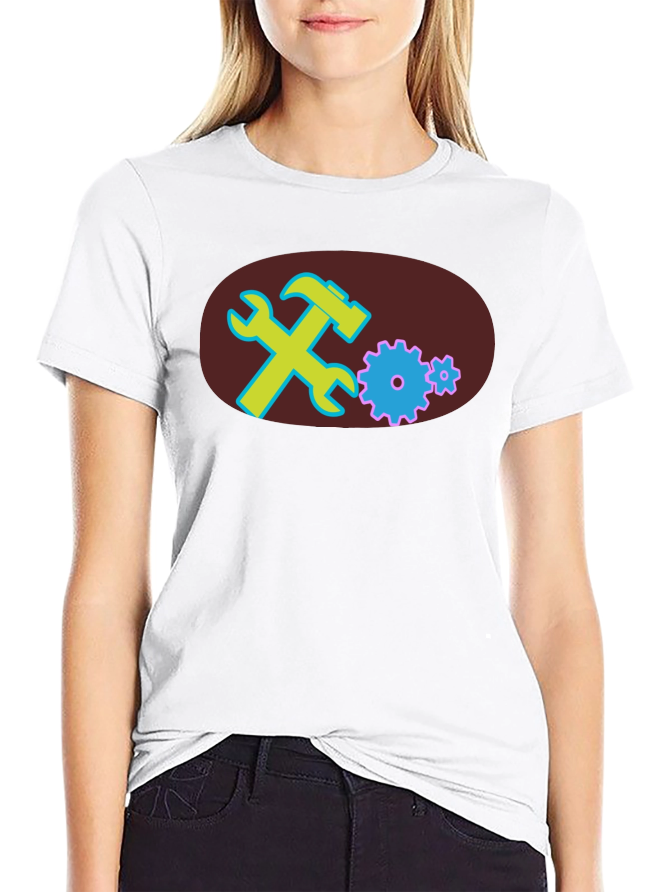 Black T-Shirt with Tools Graphic