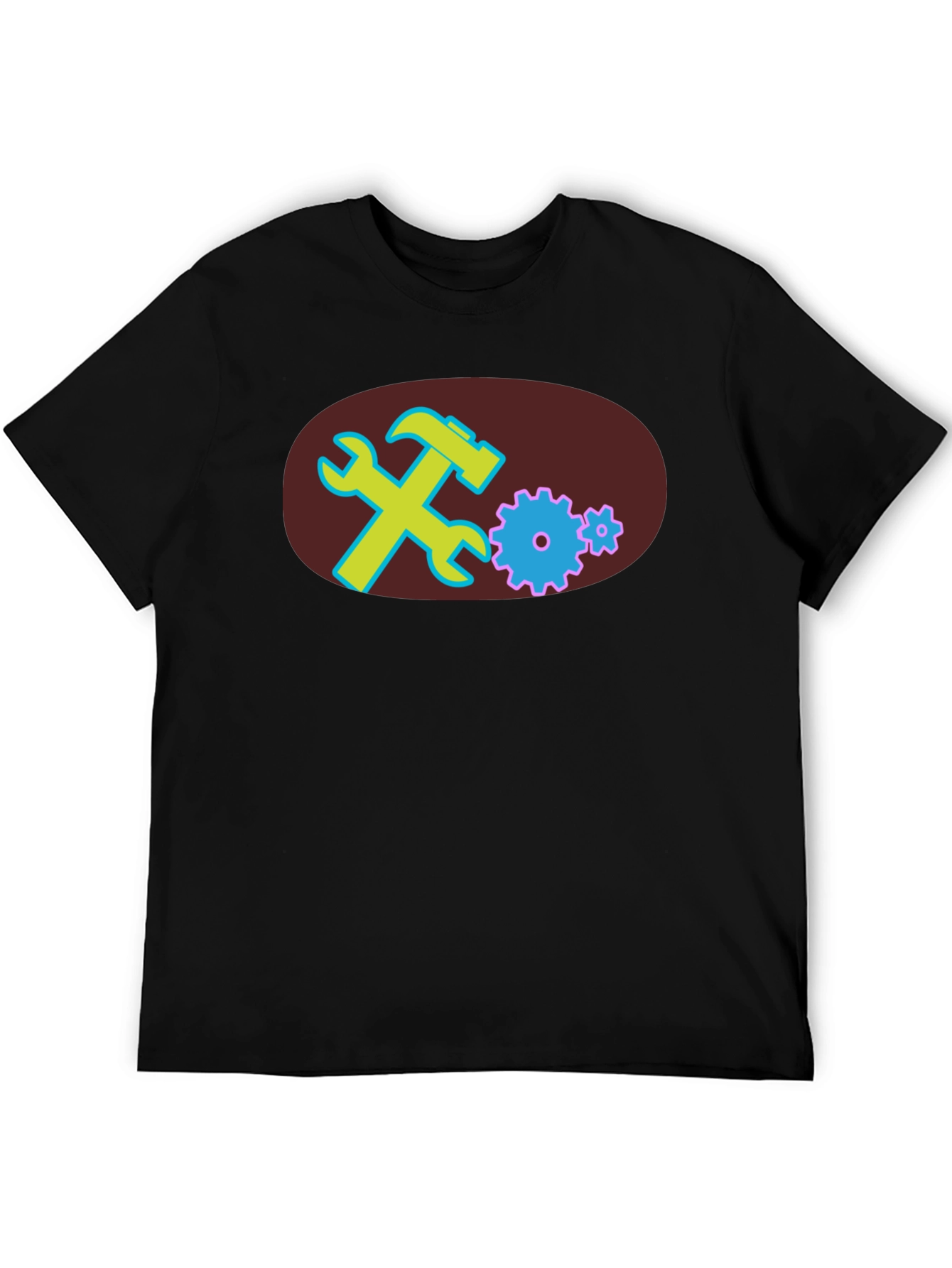 Black T-Shirt with Tools Graphic