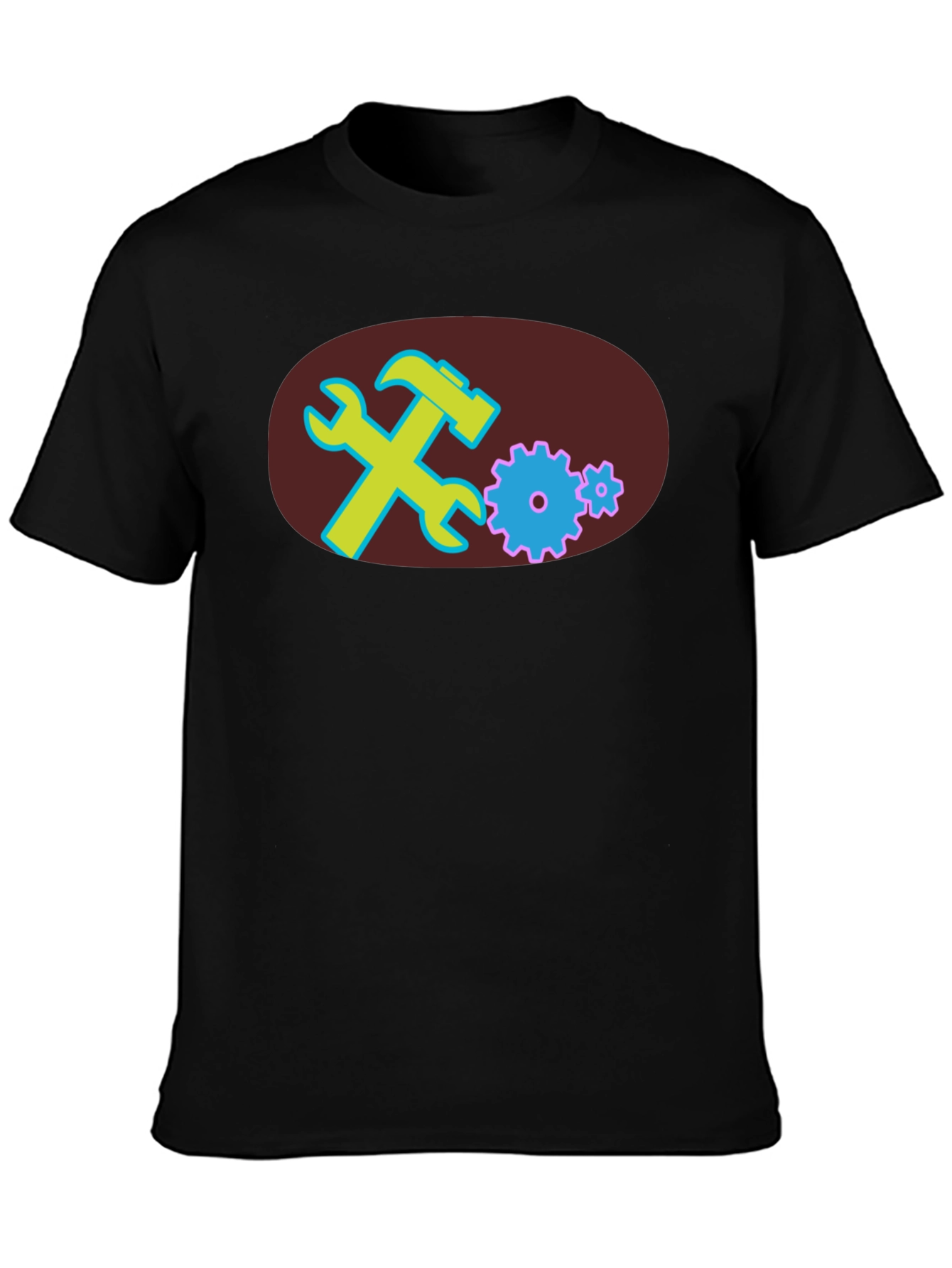 Black T-Shirt with Tools Graphic
