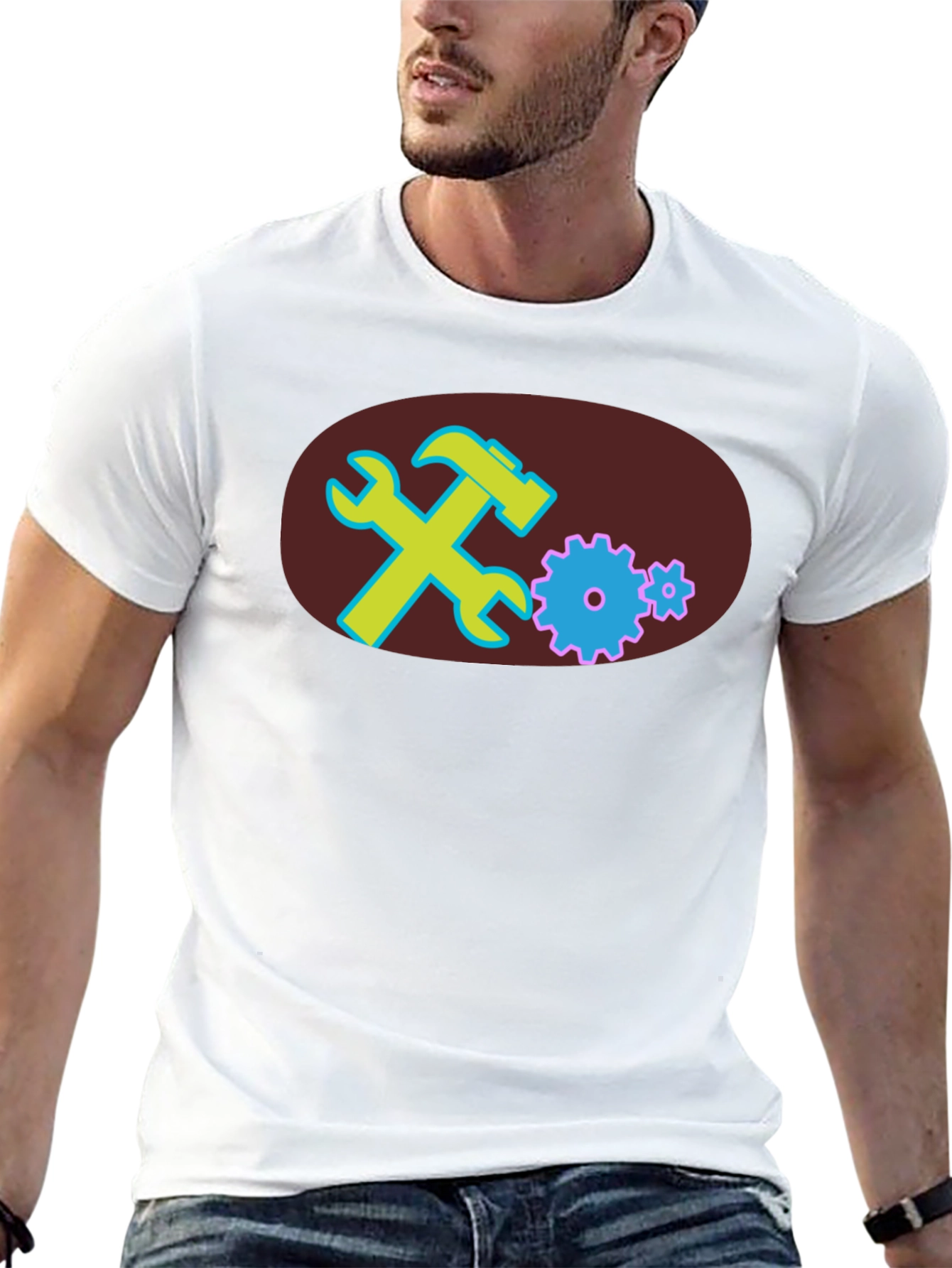 Black T-Shirt with Tools Graphic