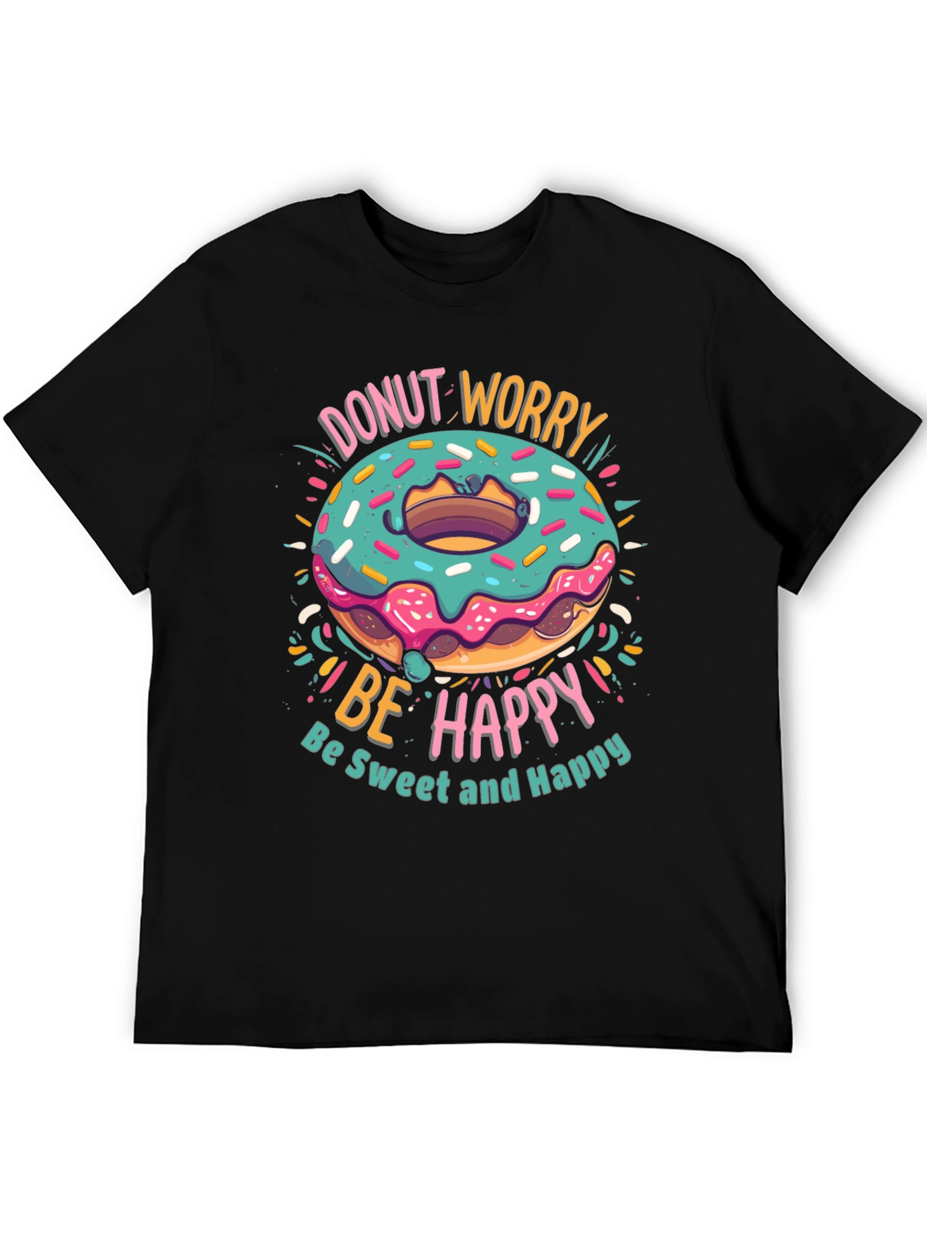 Donut Worry Be Happy Graphic T-Shirt