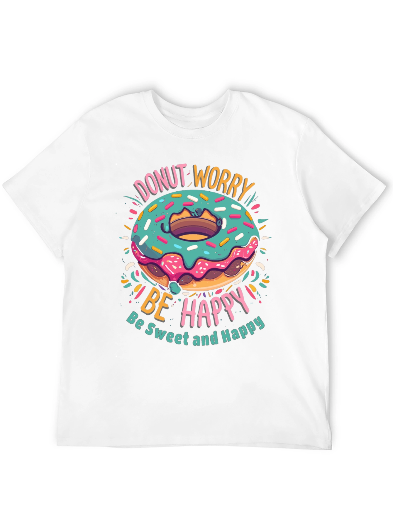 Donut Worry Be Happy Graphic T-Shirt