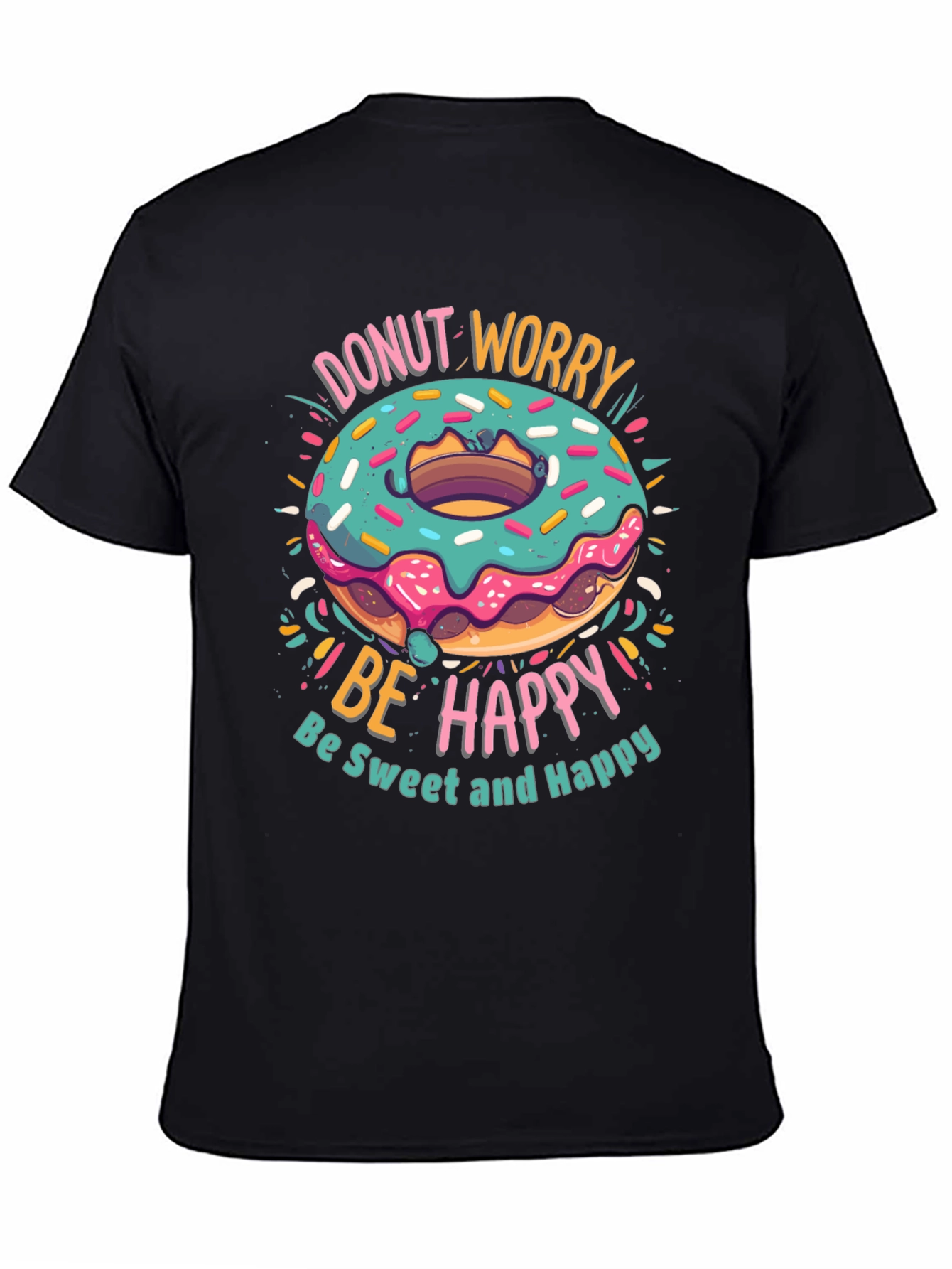 Donut Worry Be Happy Graphic T-Shirt