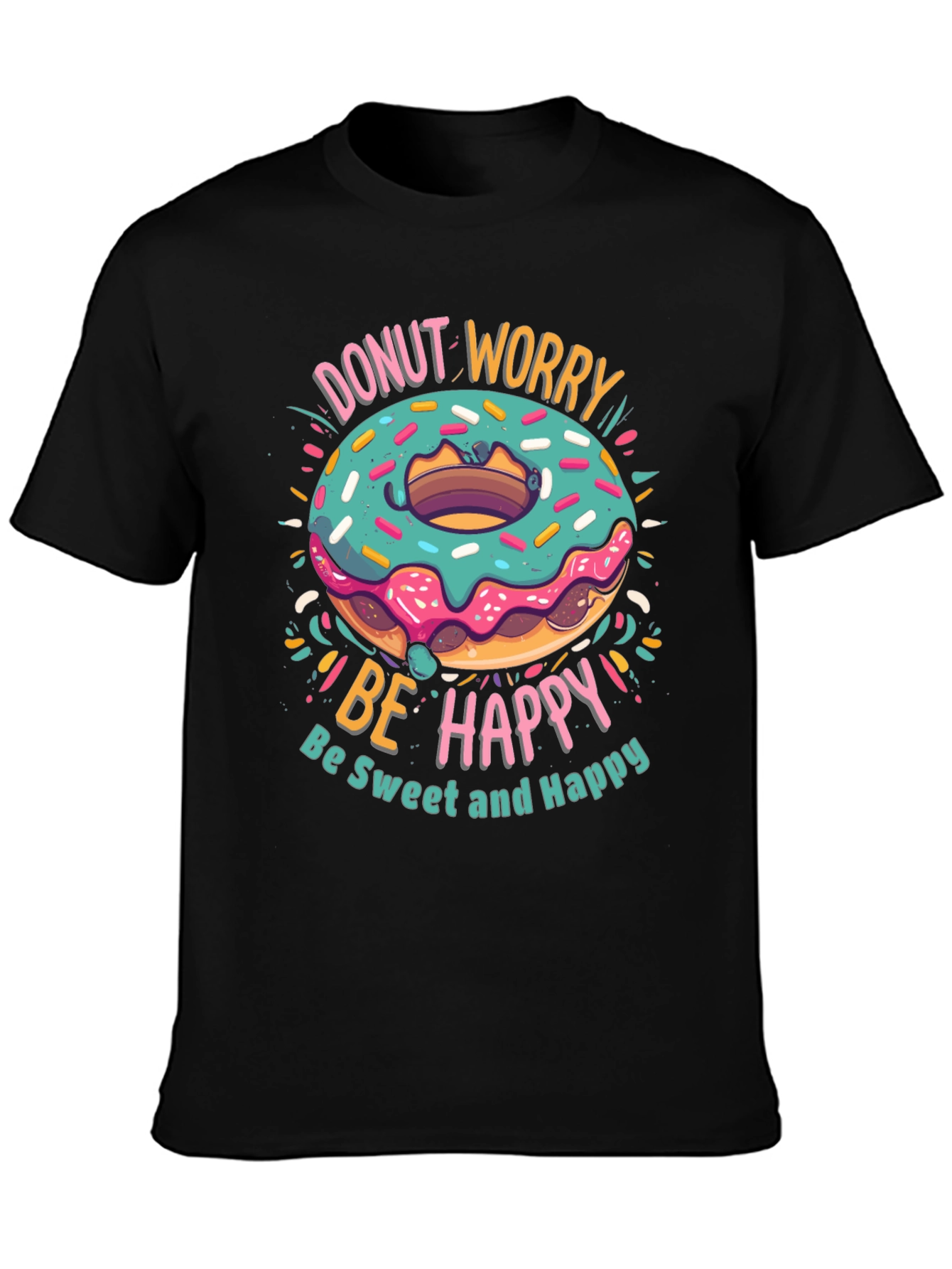 Donut Worry Be Happy Graphic T-Shirt