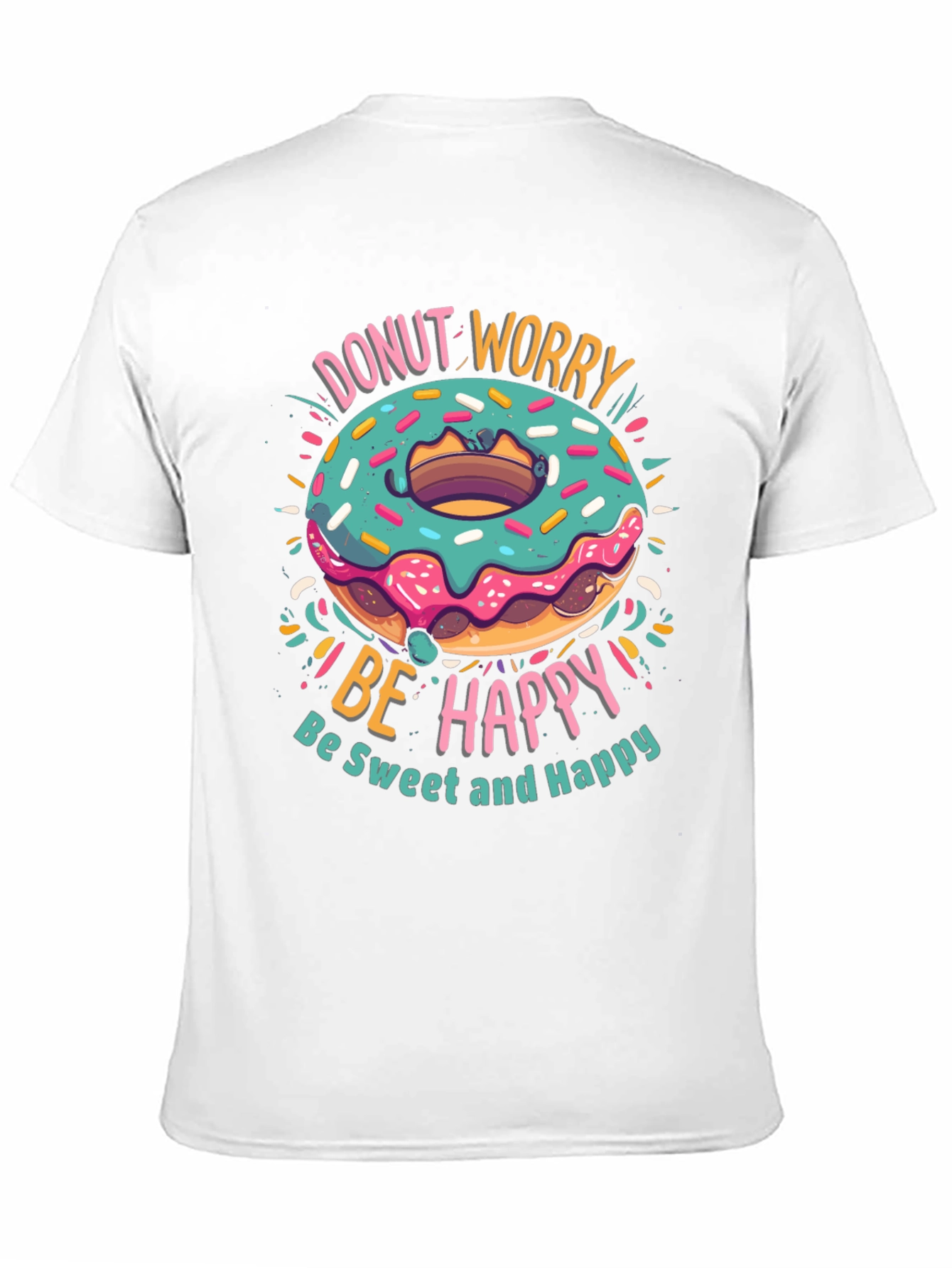 Donut Worry Be Happy Graphic T-Shirt
