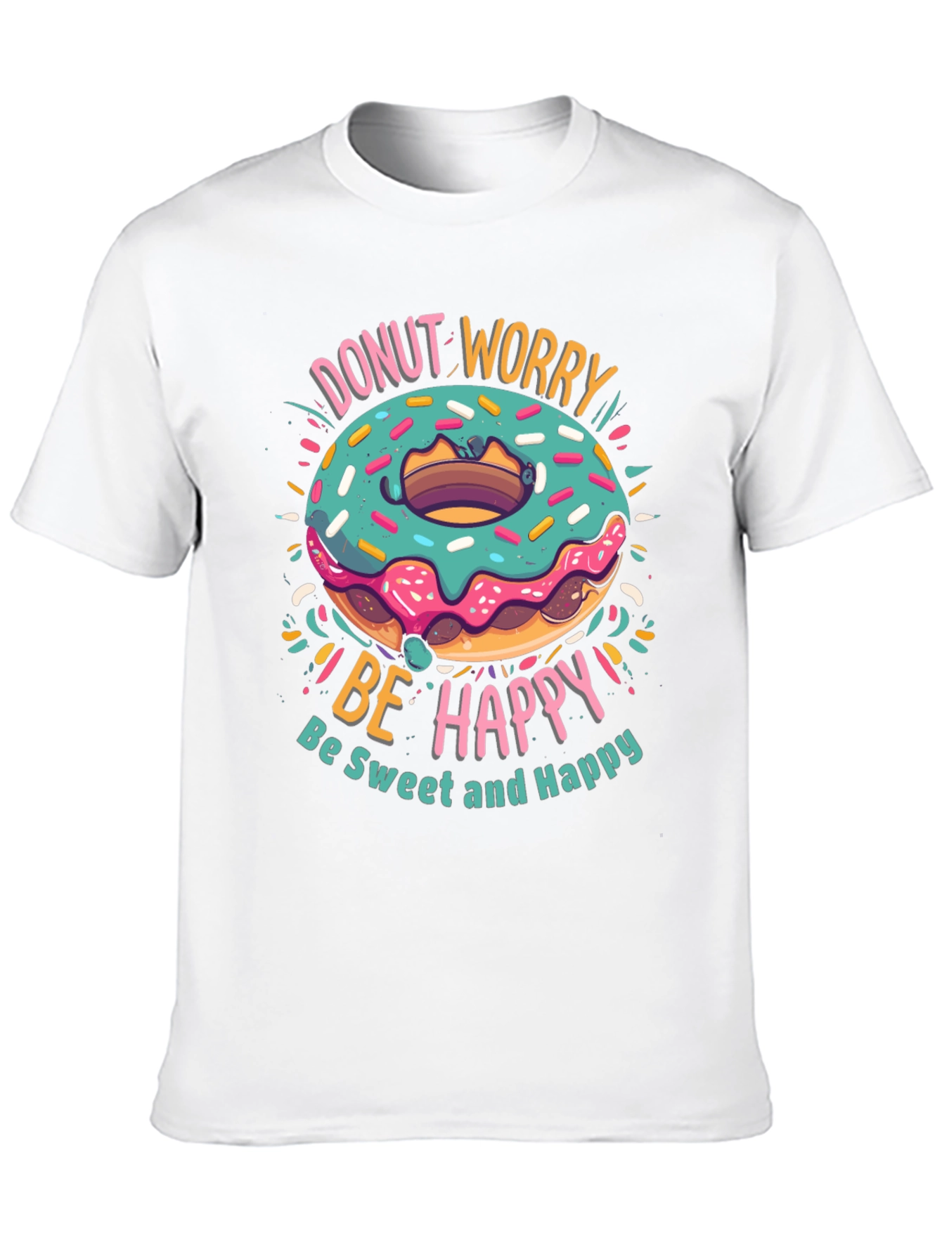 Donut Worry Be Happy Graphic T-Shirt