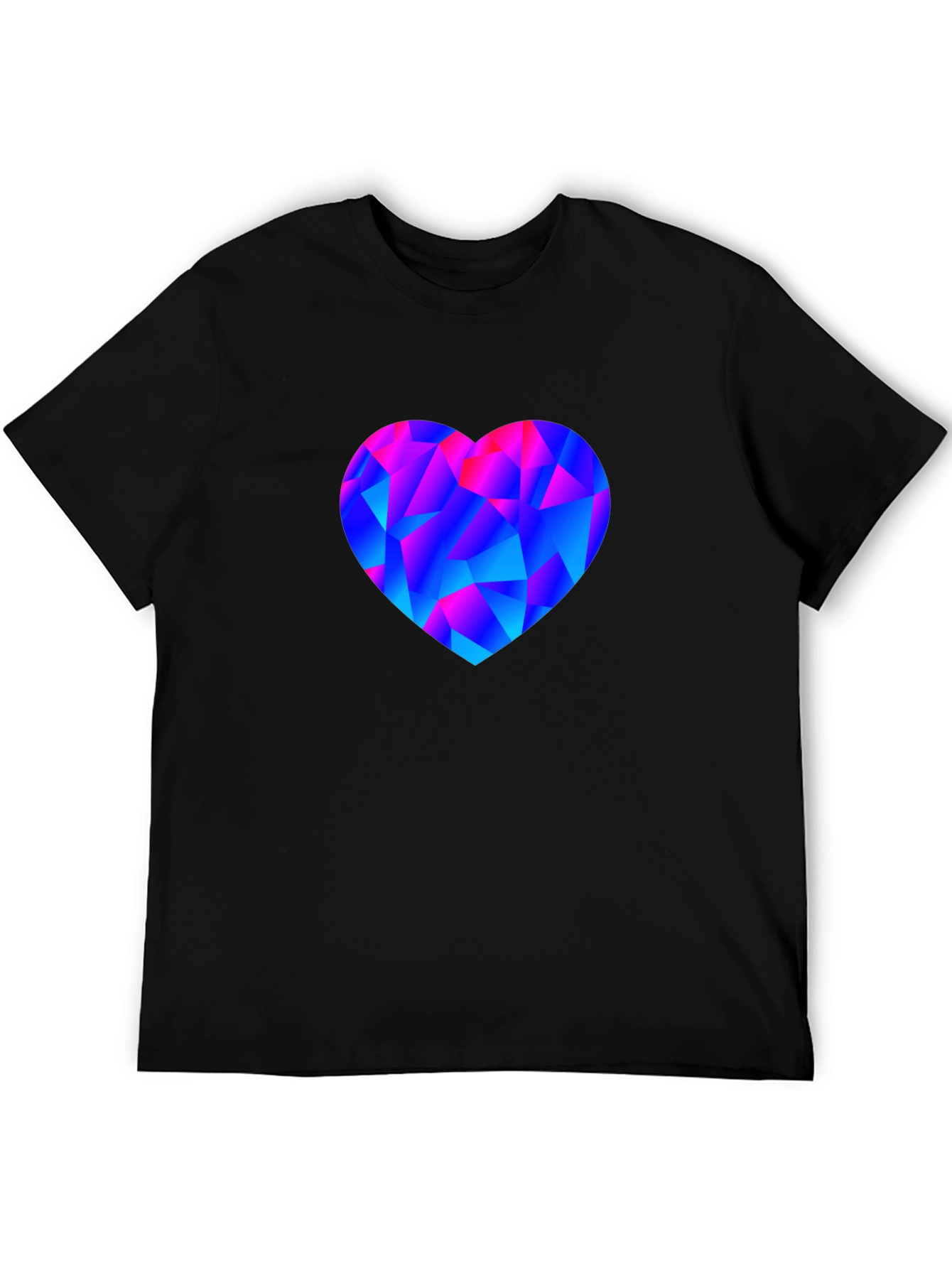 Geometric Heart Print Black T-Shirt