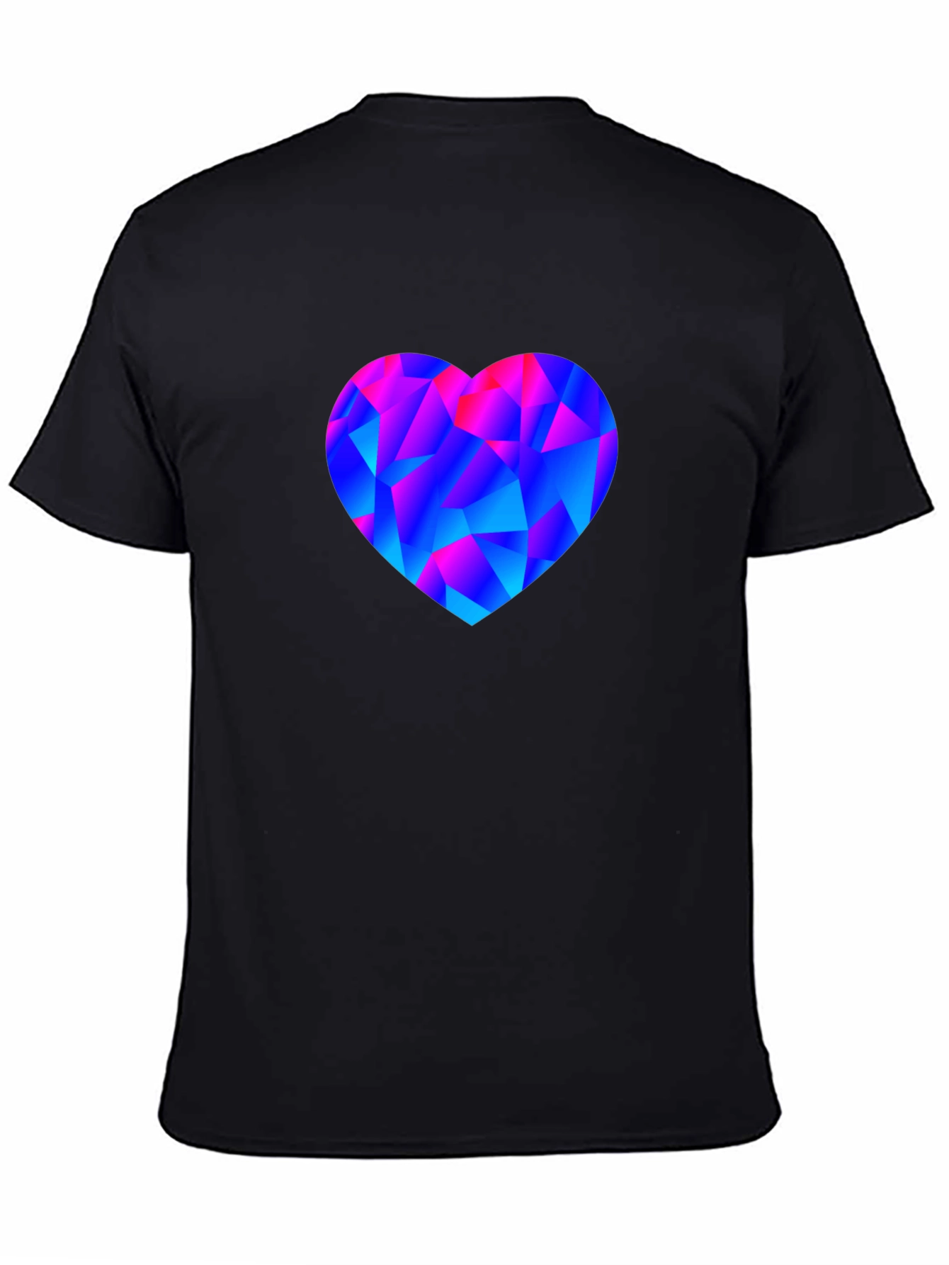 Geometric Heart Print Black T-Shirt