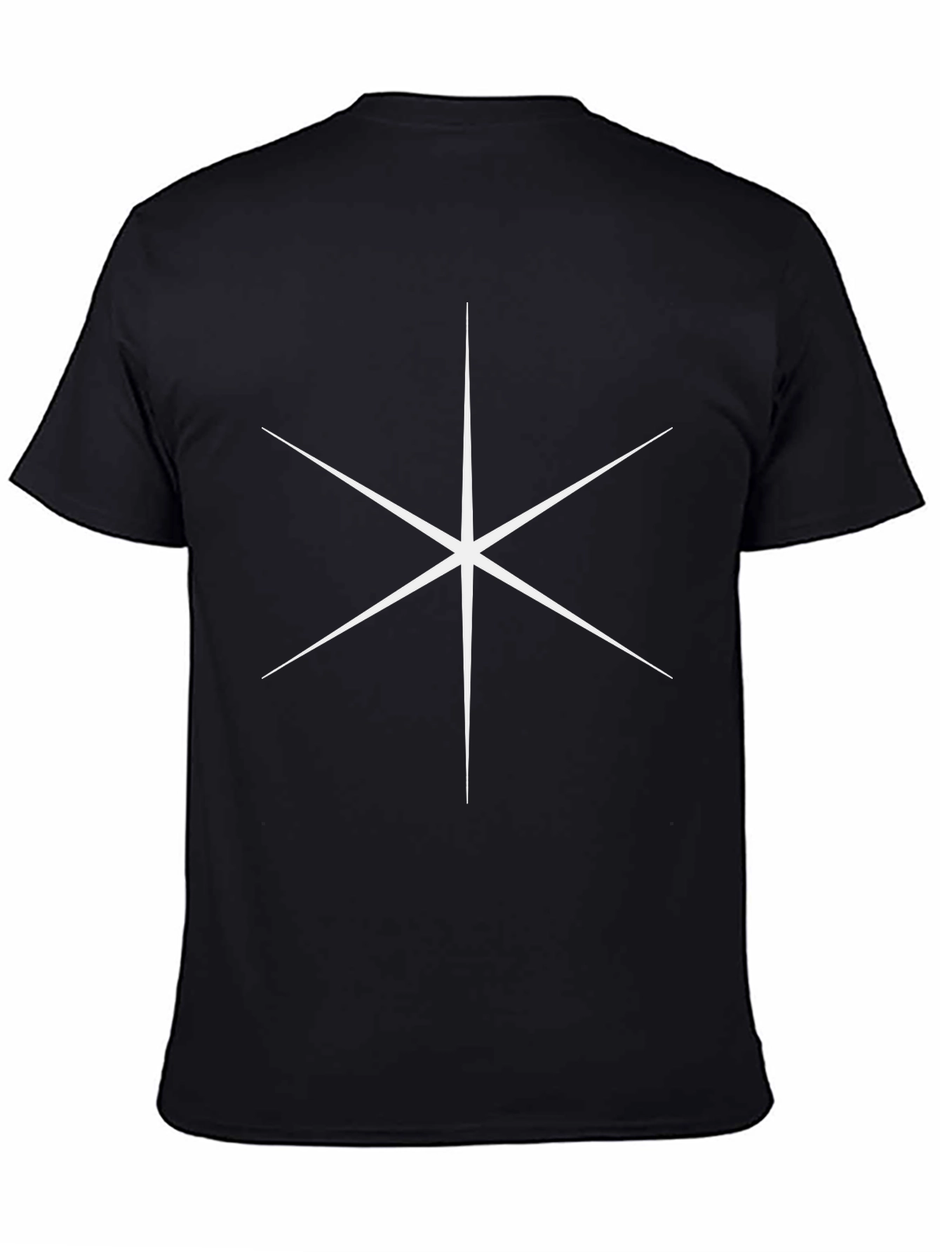 Mens Black Tee with White Star Design