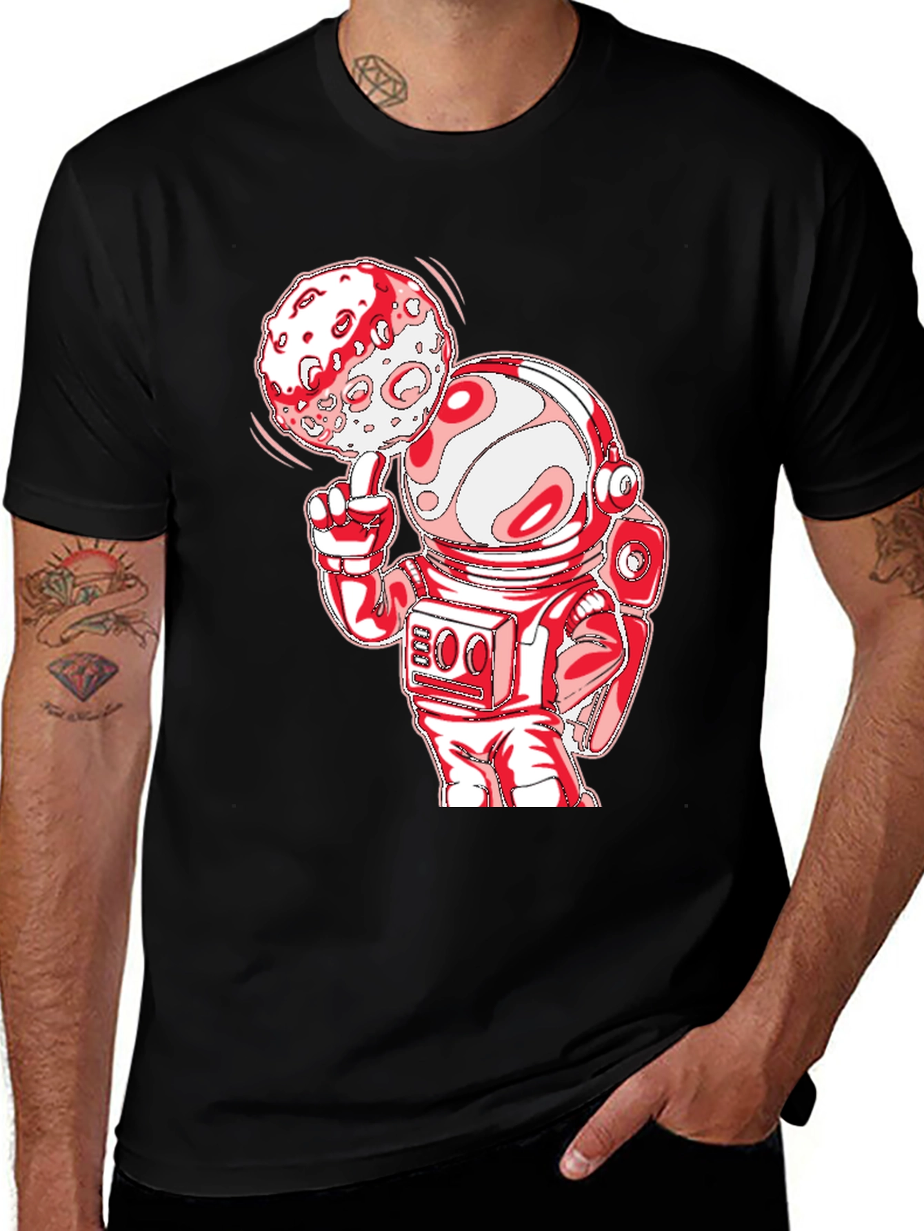Astronaut Moon Spin T-Shirt - Black