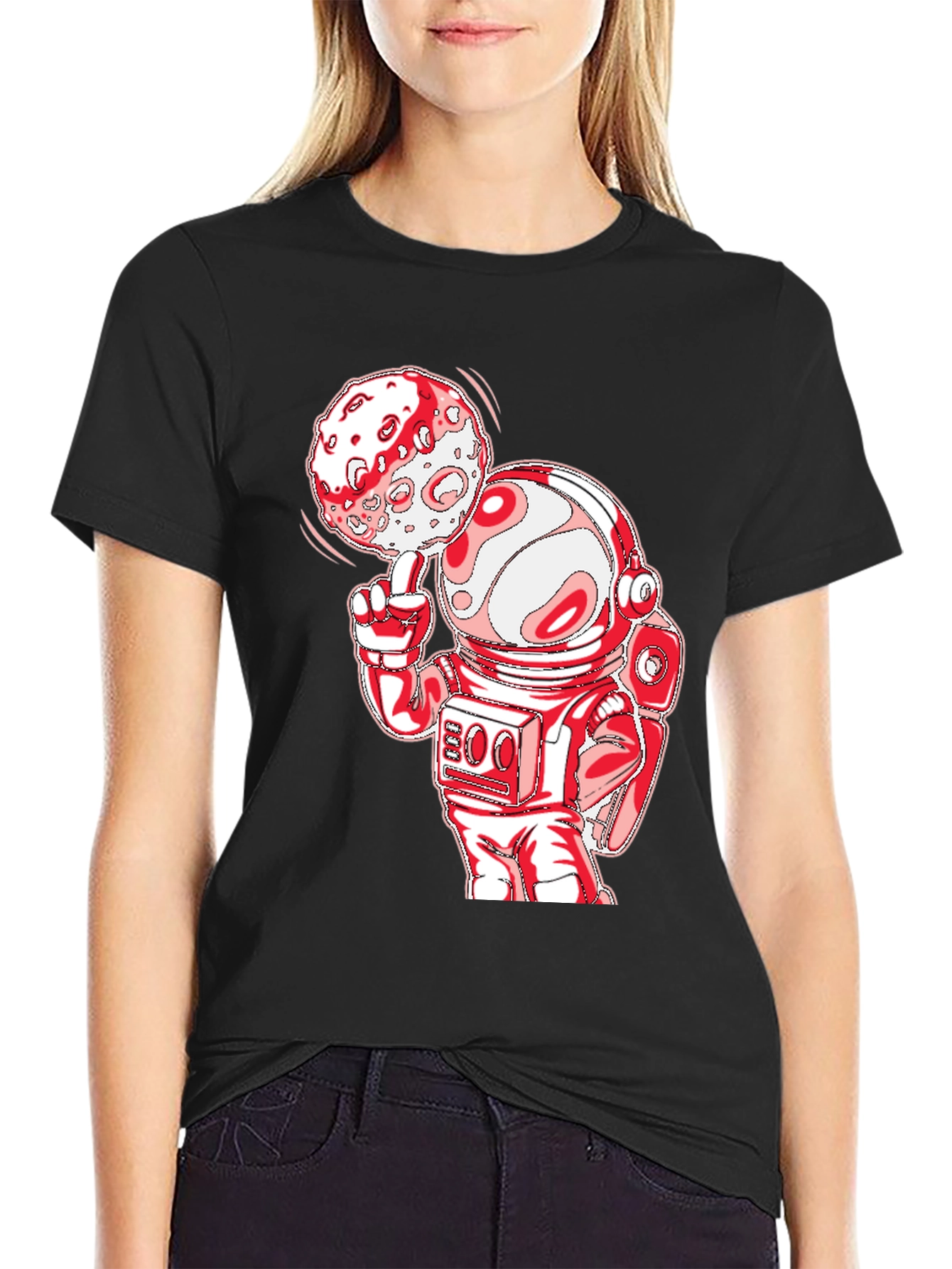 Astronaut Moon Spin T-Shirt - Black