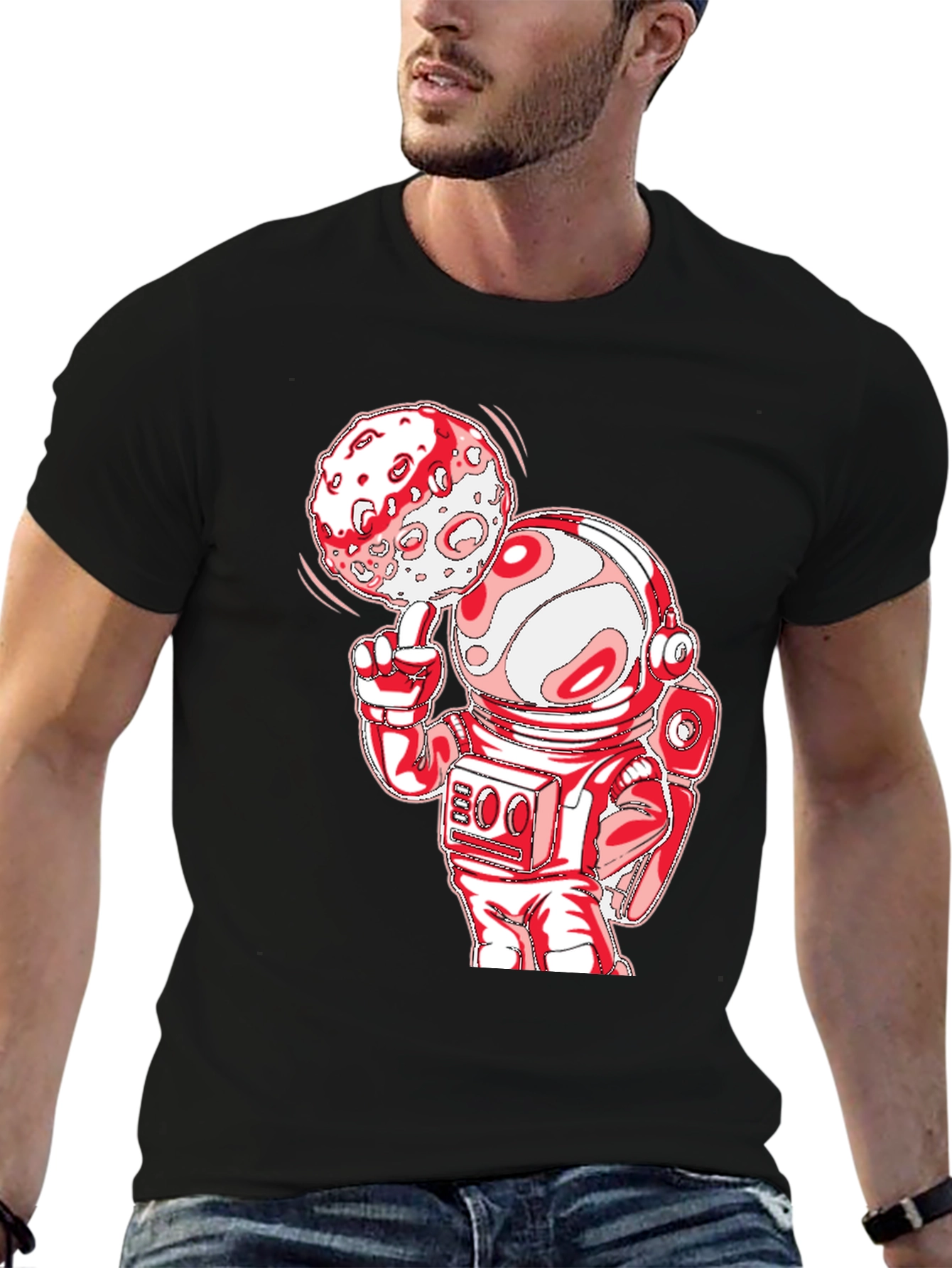 Astronaut Moon Spin T-Shirt - Black