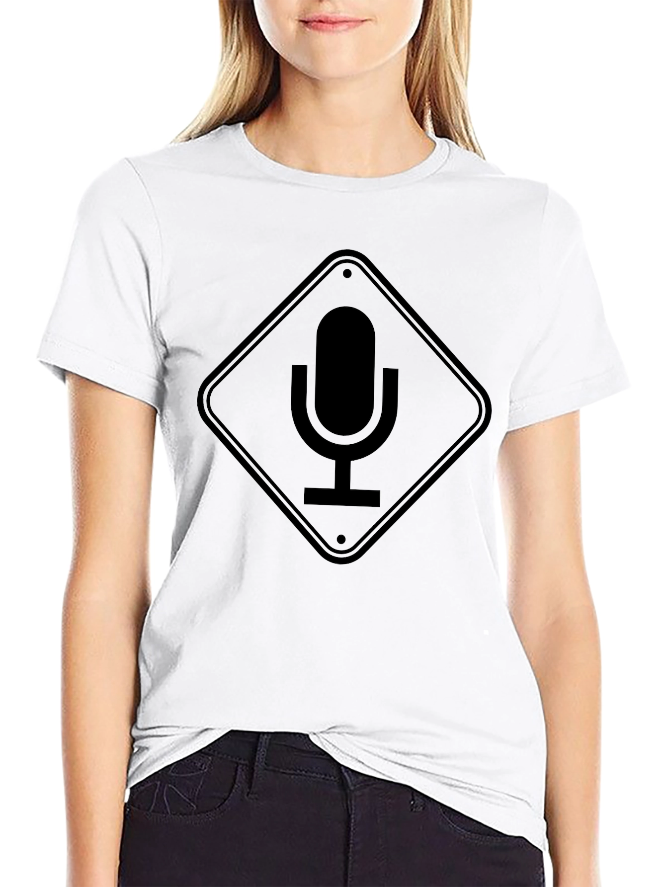 Mic Warning Mens Black T-Shirt - Podcast Ready!