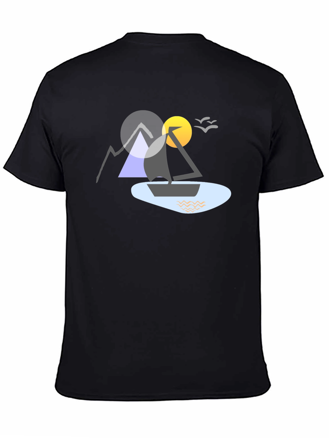 Geometric Boat & Mountain Graphic Tee