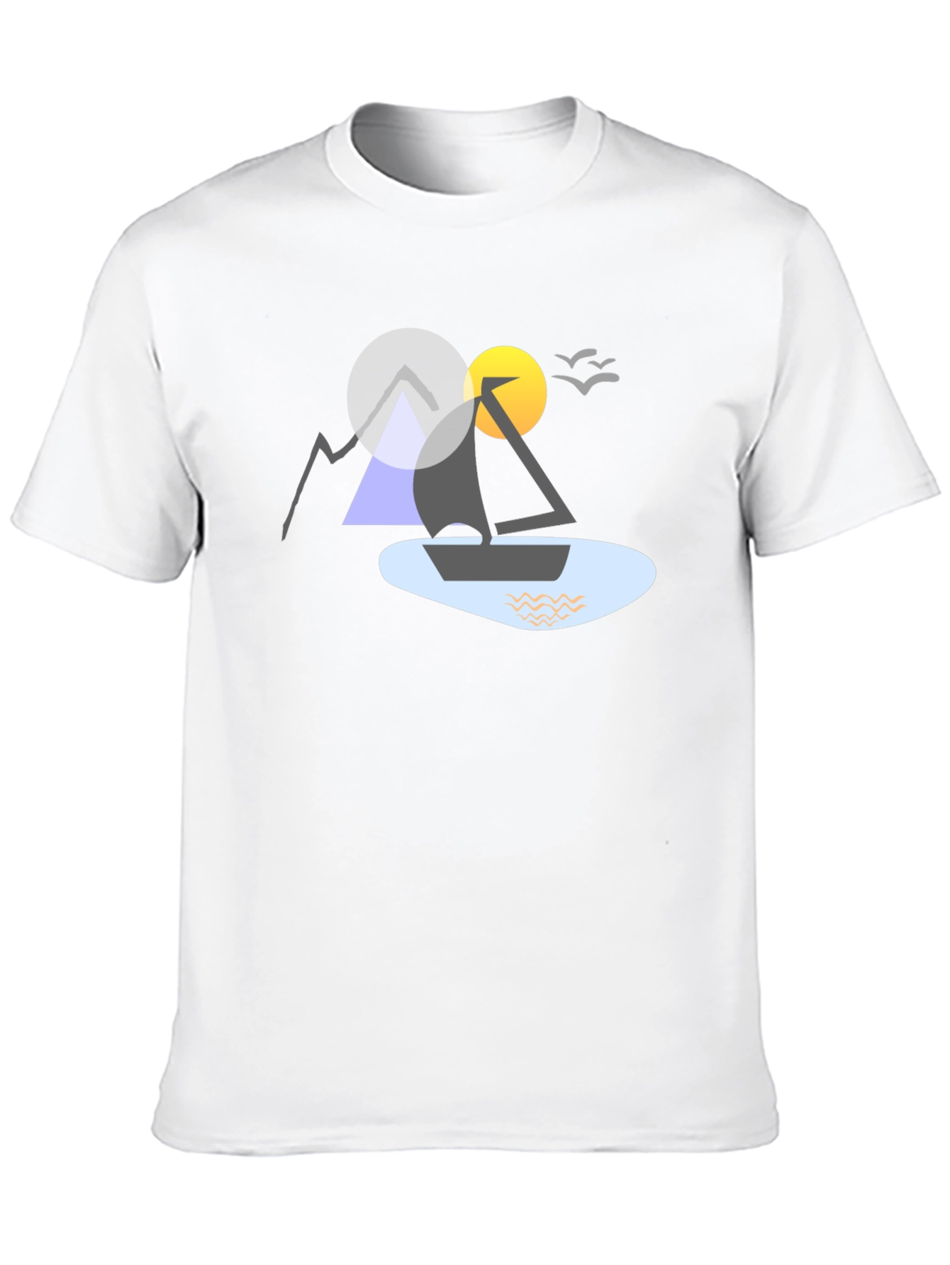 Geometric Boat & Mountain Graphic Tee