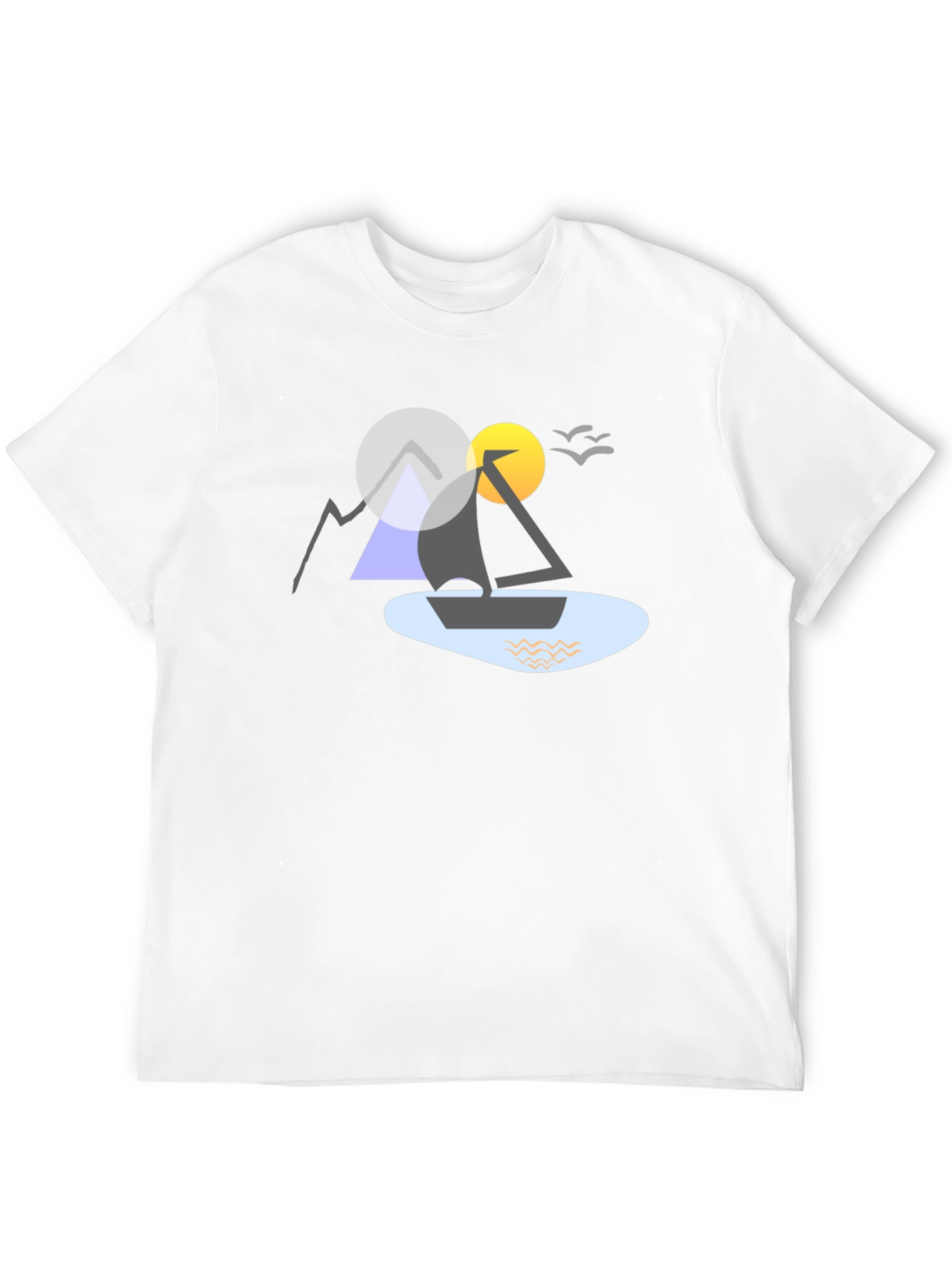Geometric Boat & Mountain Graphic Tee