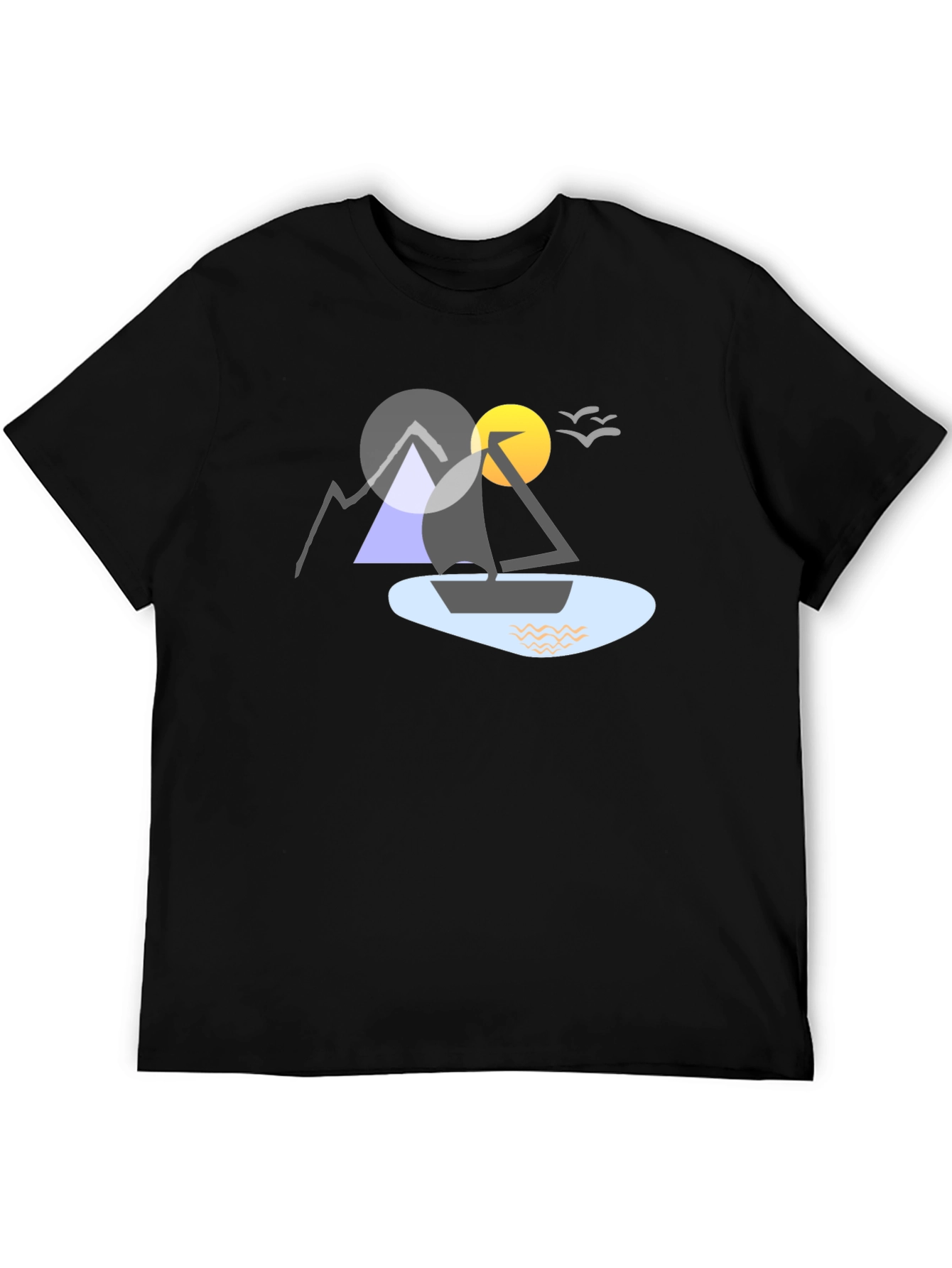 Geometric Boat & Mountain Graphic Tee