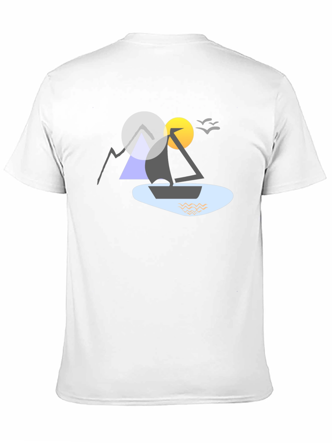 Geometric Boat & Mountain Graphic Tee