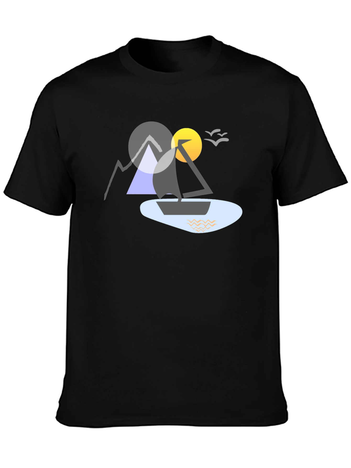 Geometric Boat & Mountain Graphic Tee