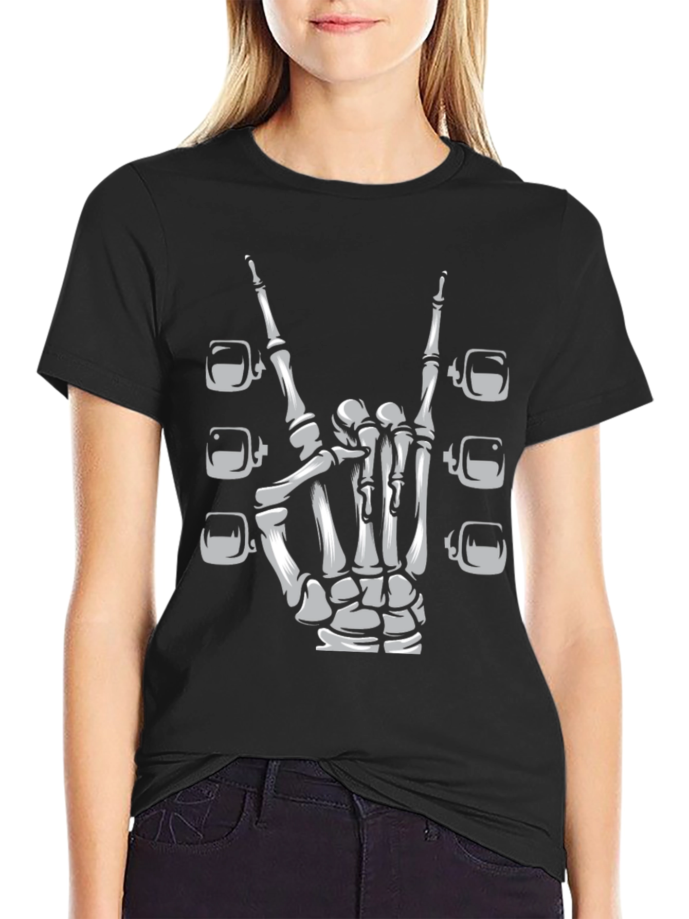 Rock On Skeleton Hand Tee