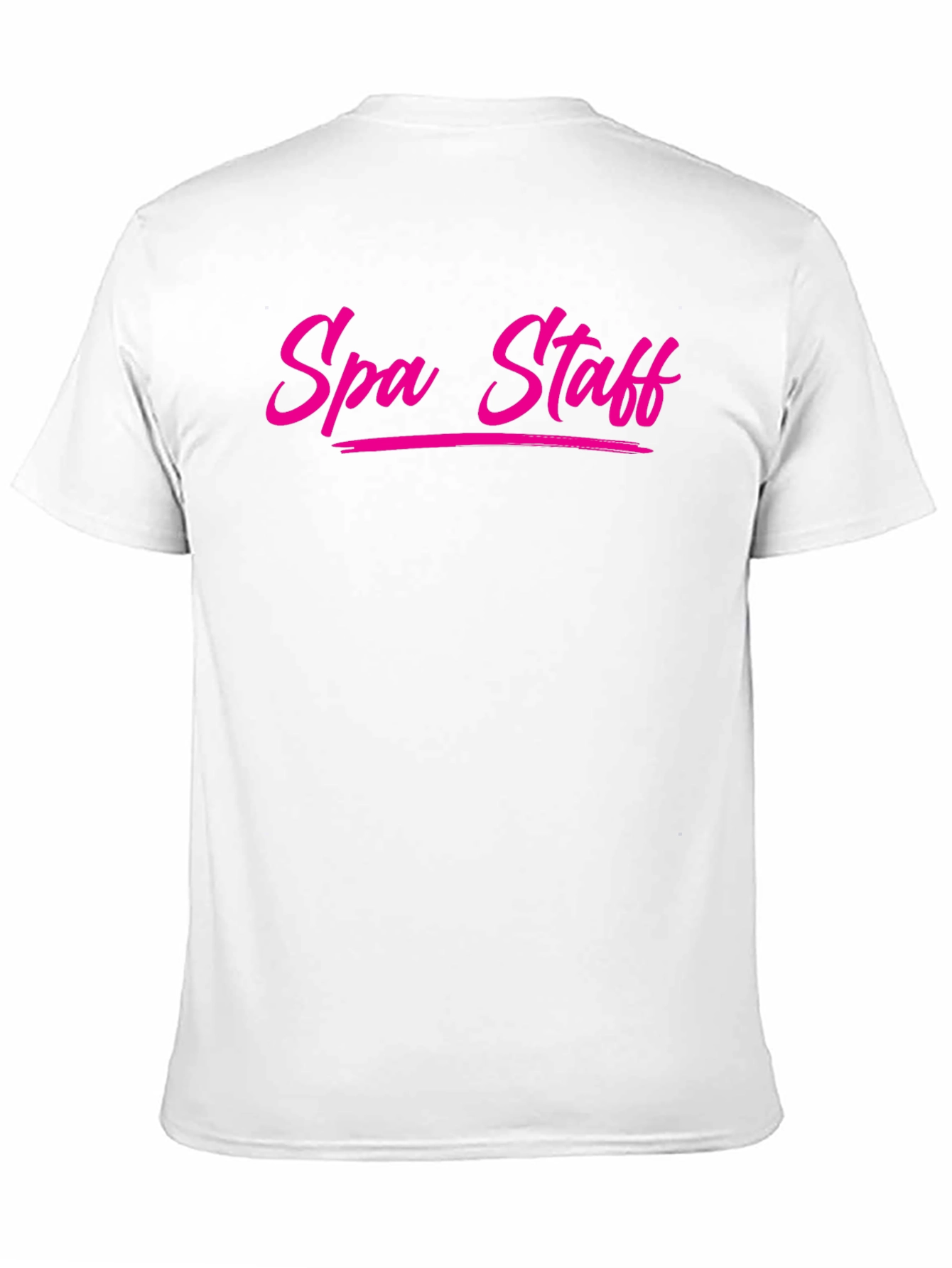 Spa Staff T-Shirt - Bold Pink Text on Black