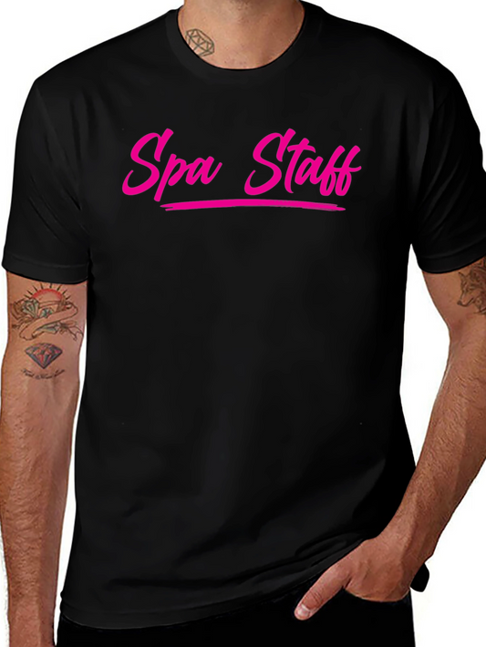 Spa Staff T-Shirt - Bold Pink Text on Black