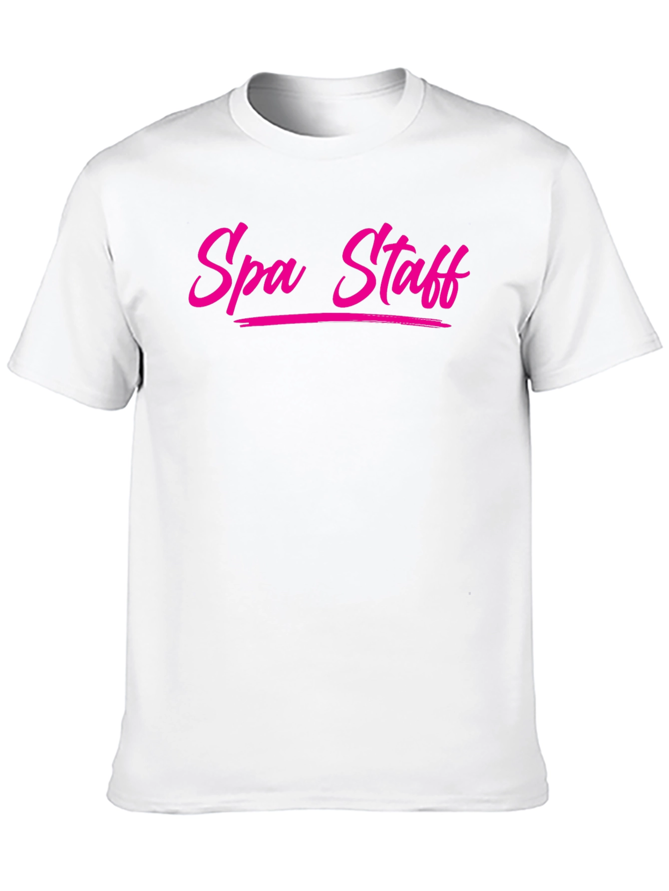 Spa Staff T-Shirt - Bold Pink Text on Black