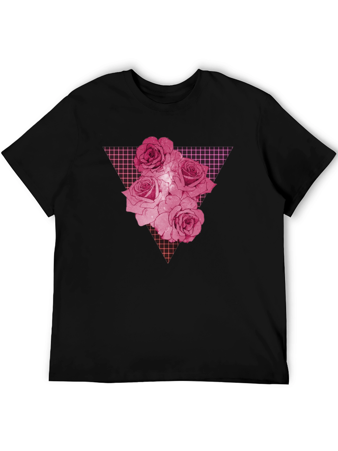 Rose Grid Graphic Print Mens T-Shirt