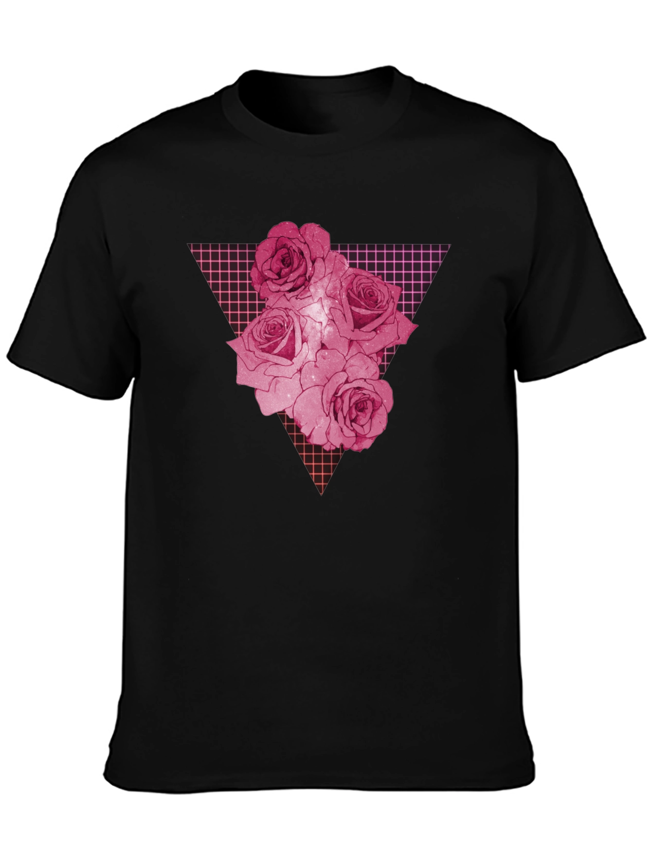 Rose Grid Graphic Print Mens T-Shirt