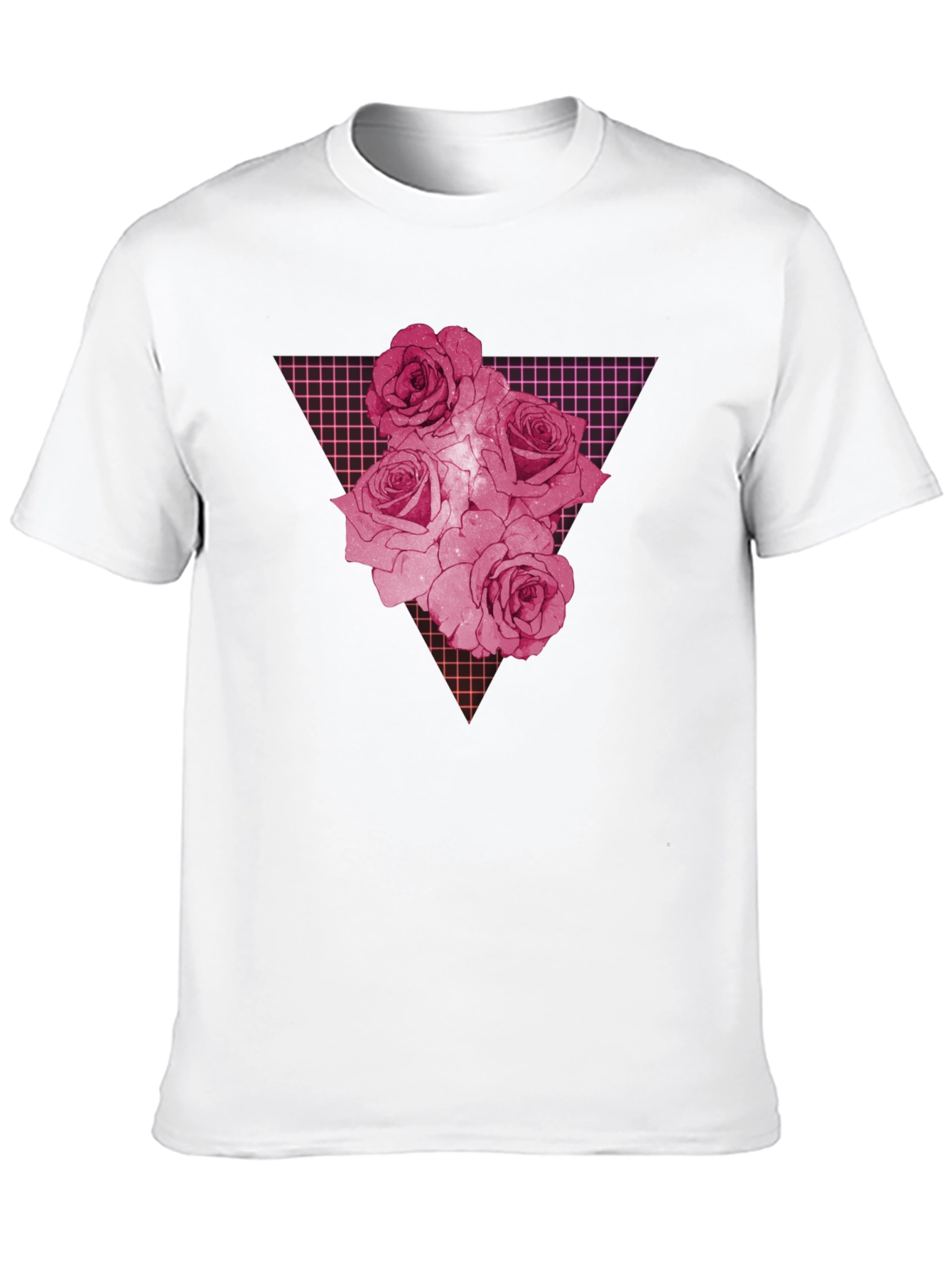 Rose Grid Graphic Print Mens T-Shirt