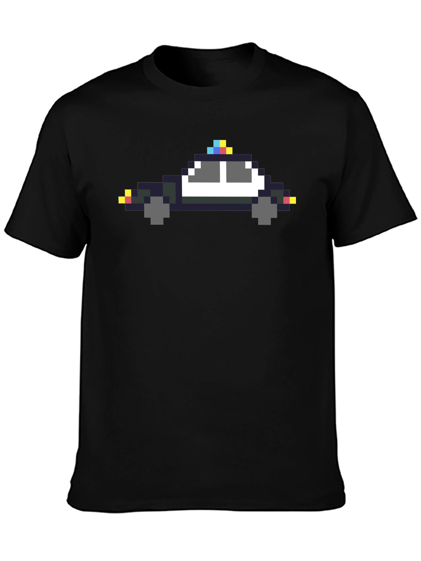 Pixel Police Car Graphic Tee - Black