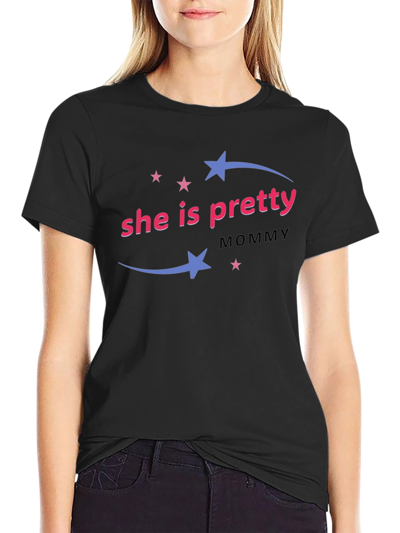 She is Pretty Mommy - Black T-Shirt