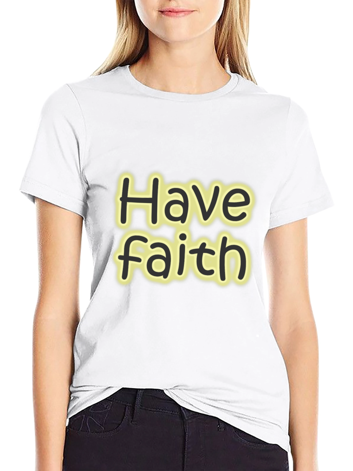 Have Faith Black Cotton Graphic T-Shirt