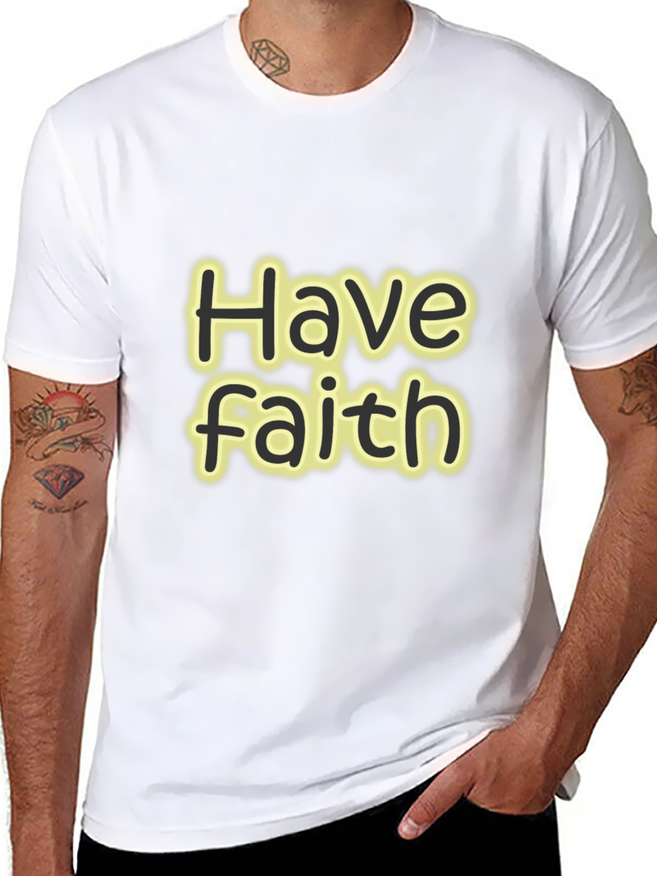 Have Faith Black Cotton Graphic T-Shirt