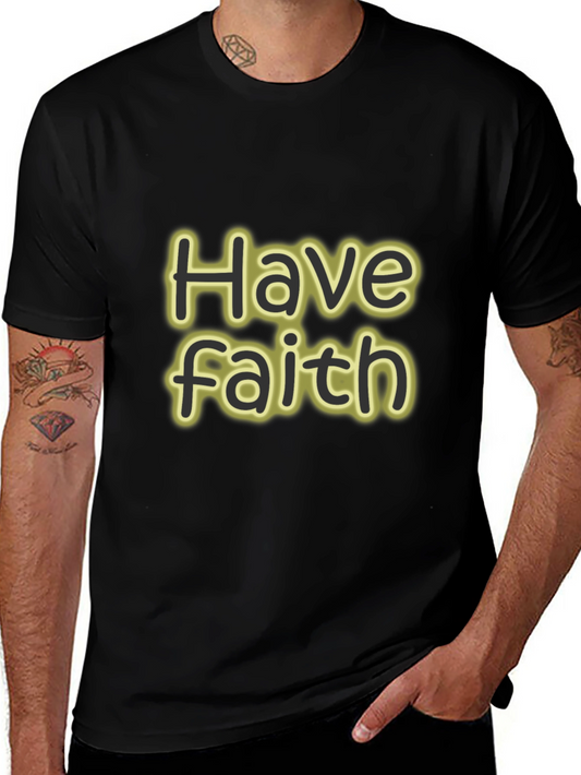 Have Faith Black Cotton Graphic T-Shirt