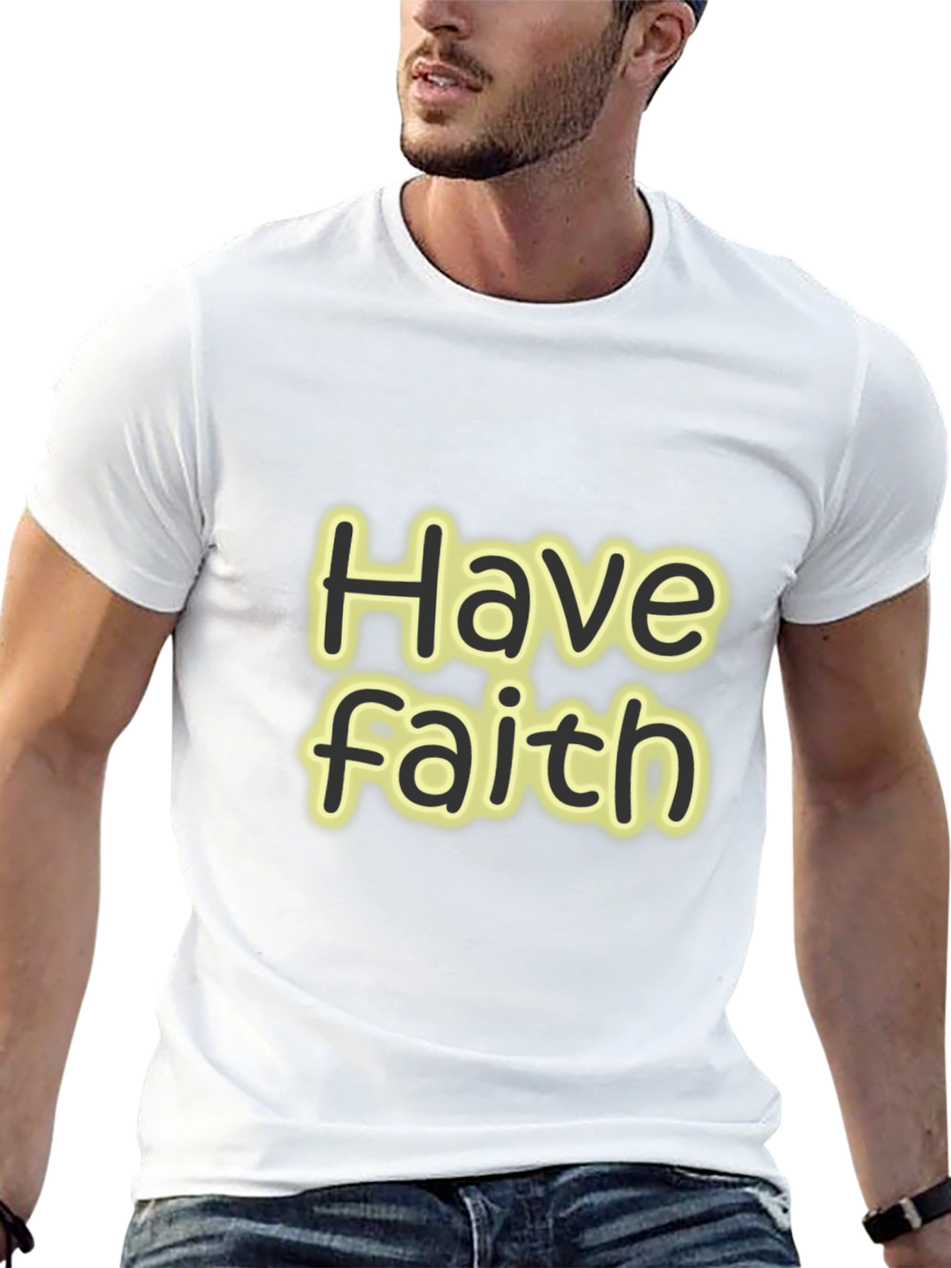 Have Faith Black Cotton Graphic T-Shirt