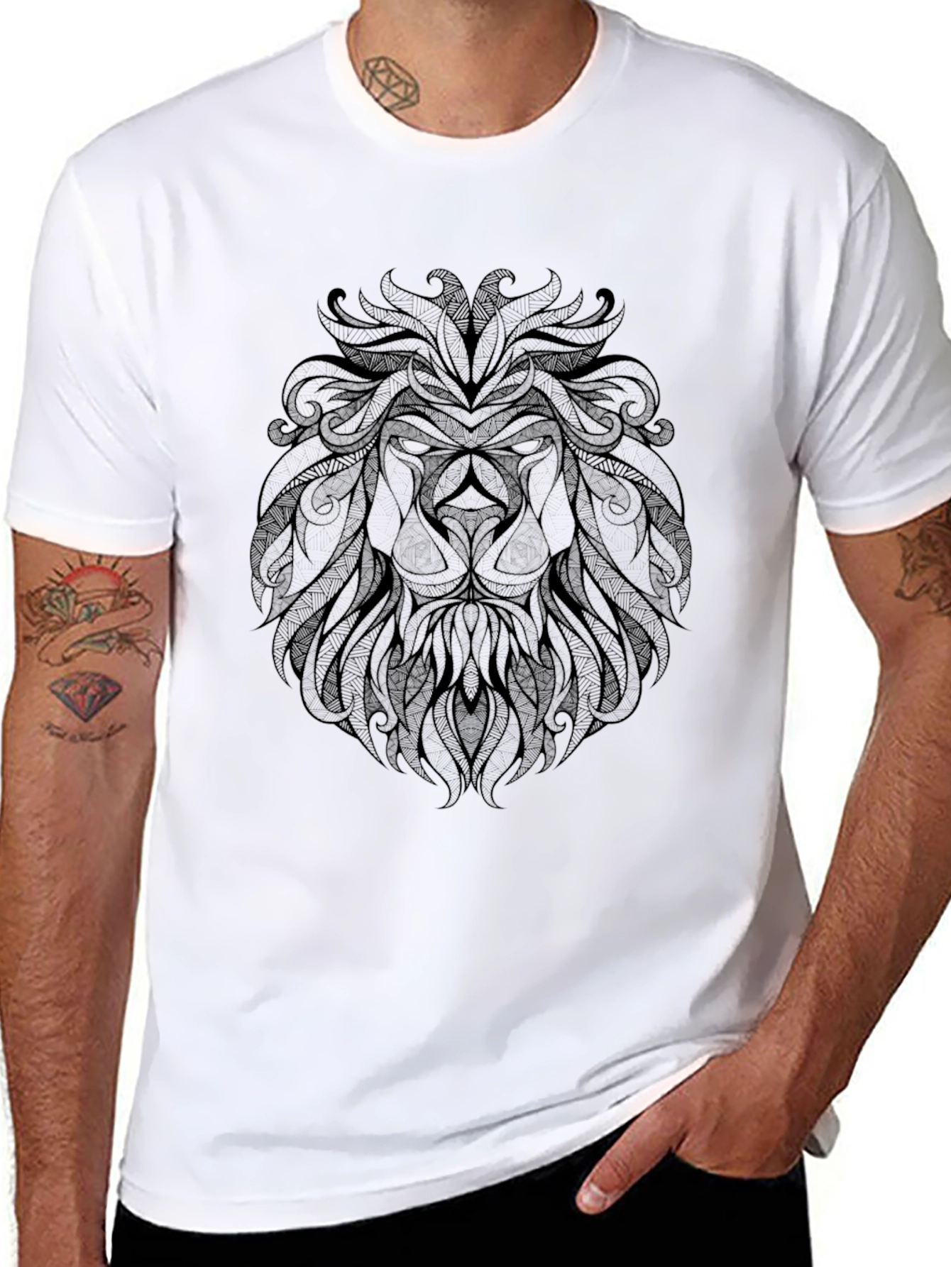 Lion Head Graphic Black T-Shirt