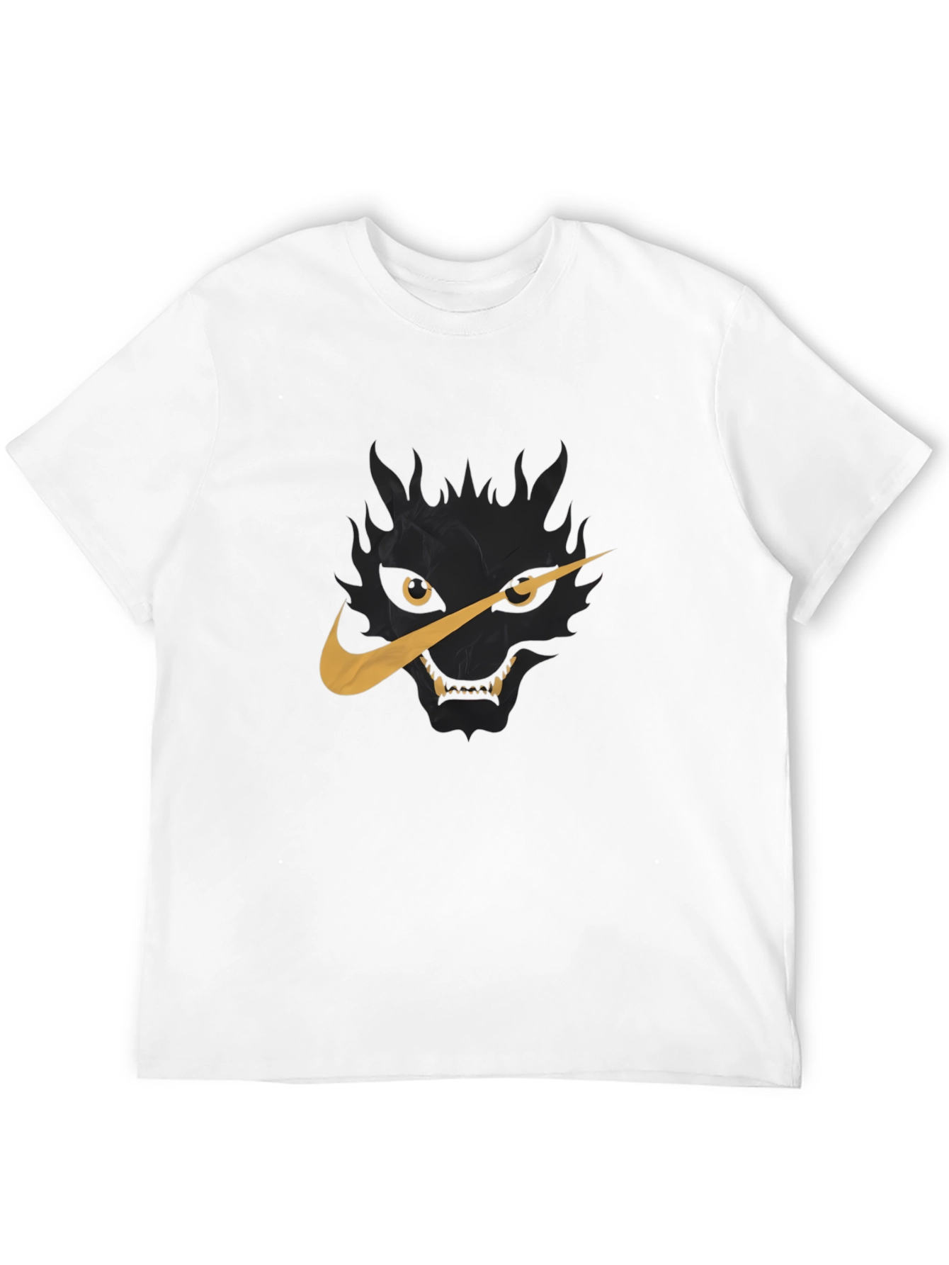 Mens Black T-Shirt with Wolf Nike Logo Graphic