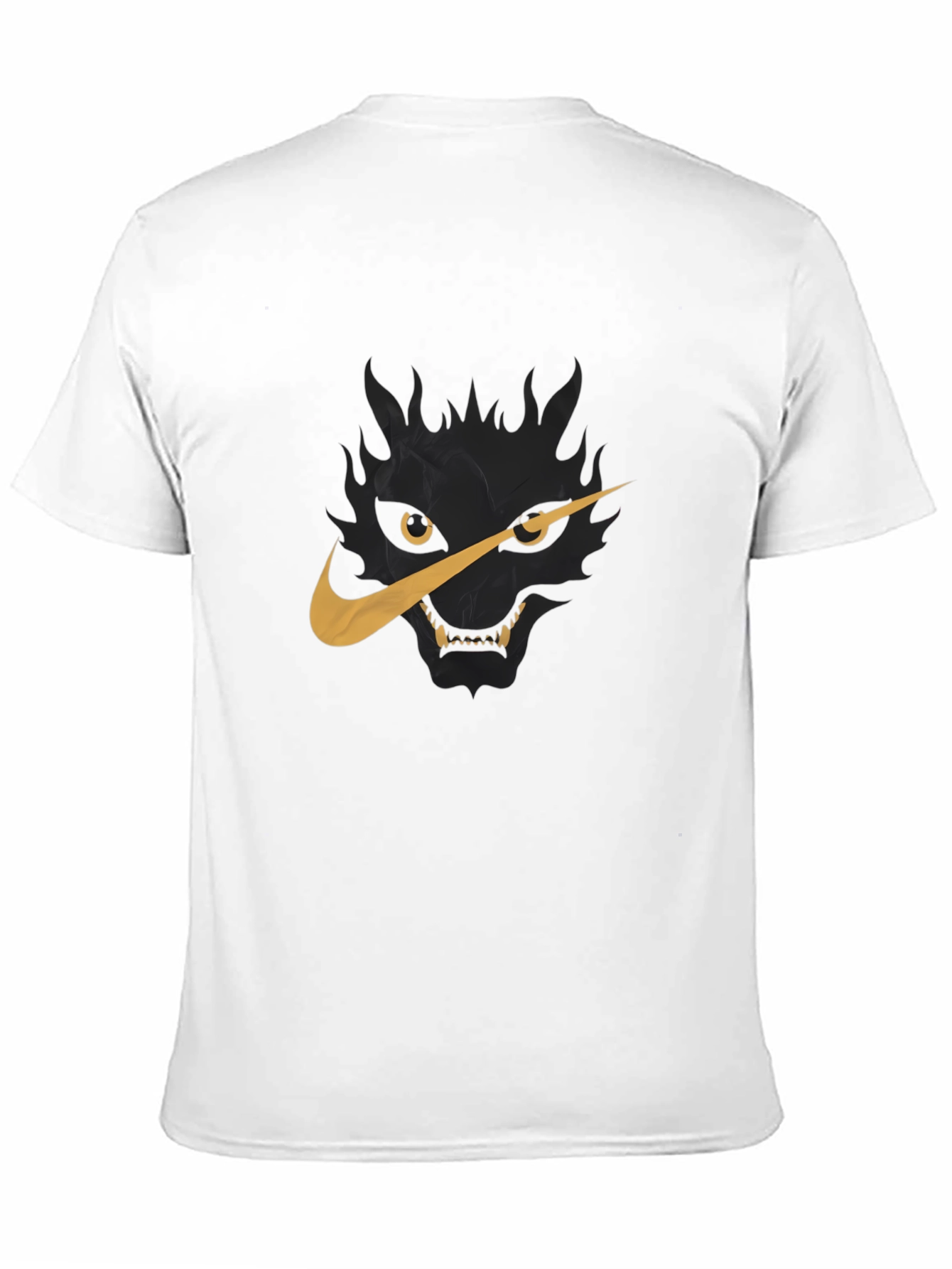 Mens Black T-Shirt with Wolf Nike Logo Graphic