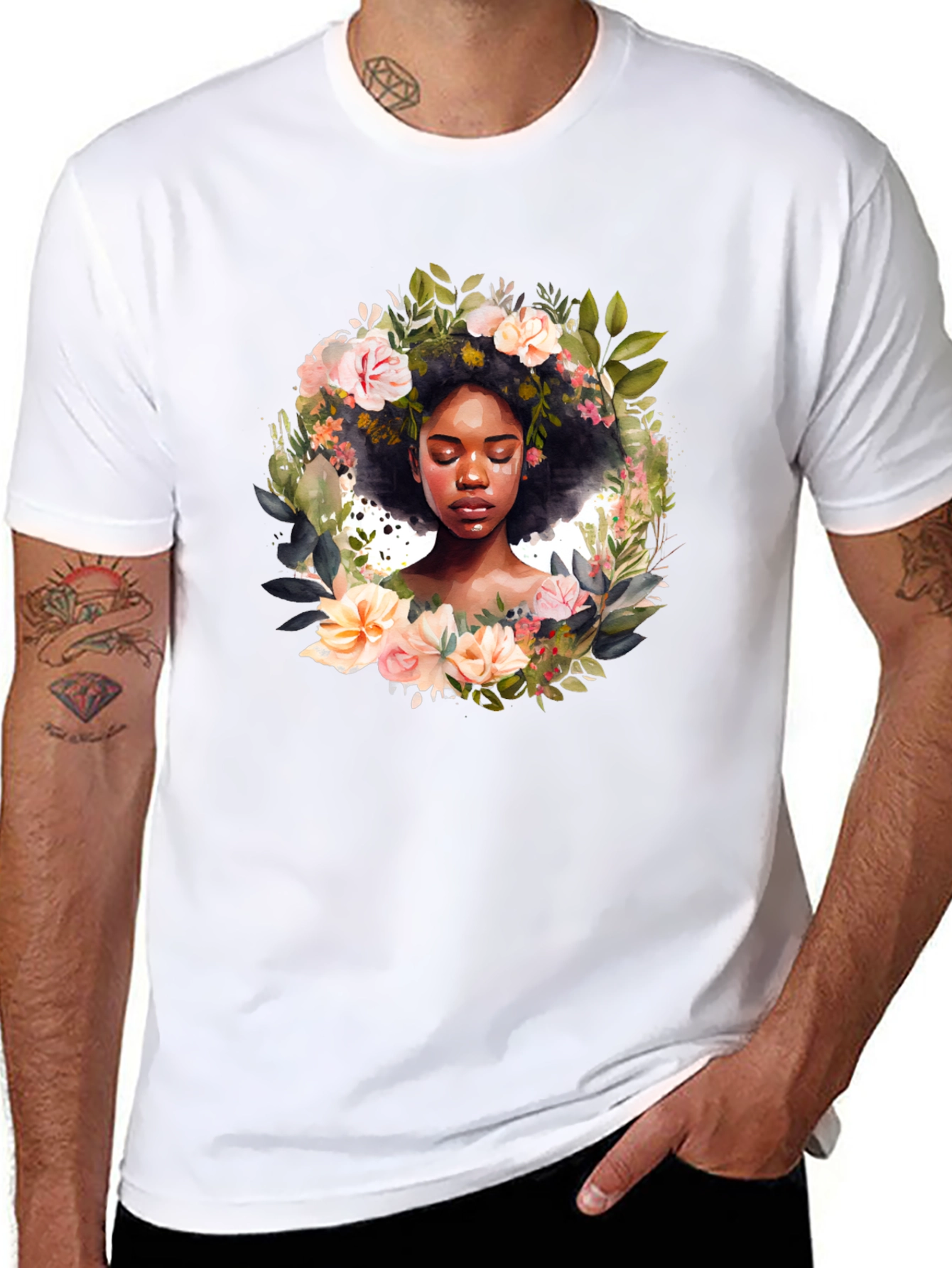 Floral Afro Art T-Shirt