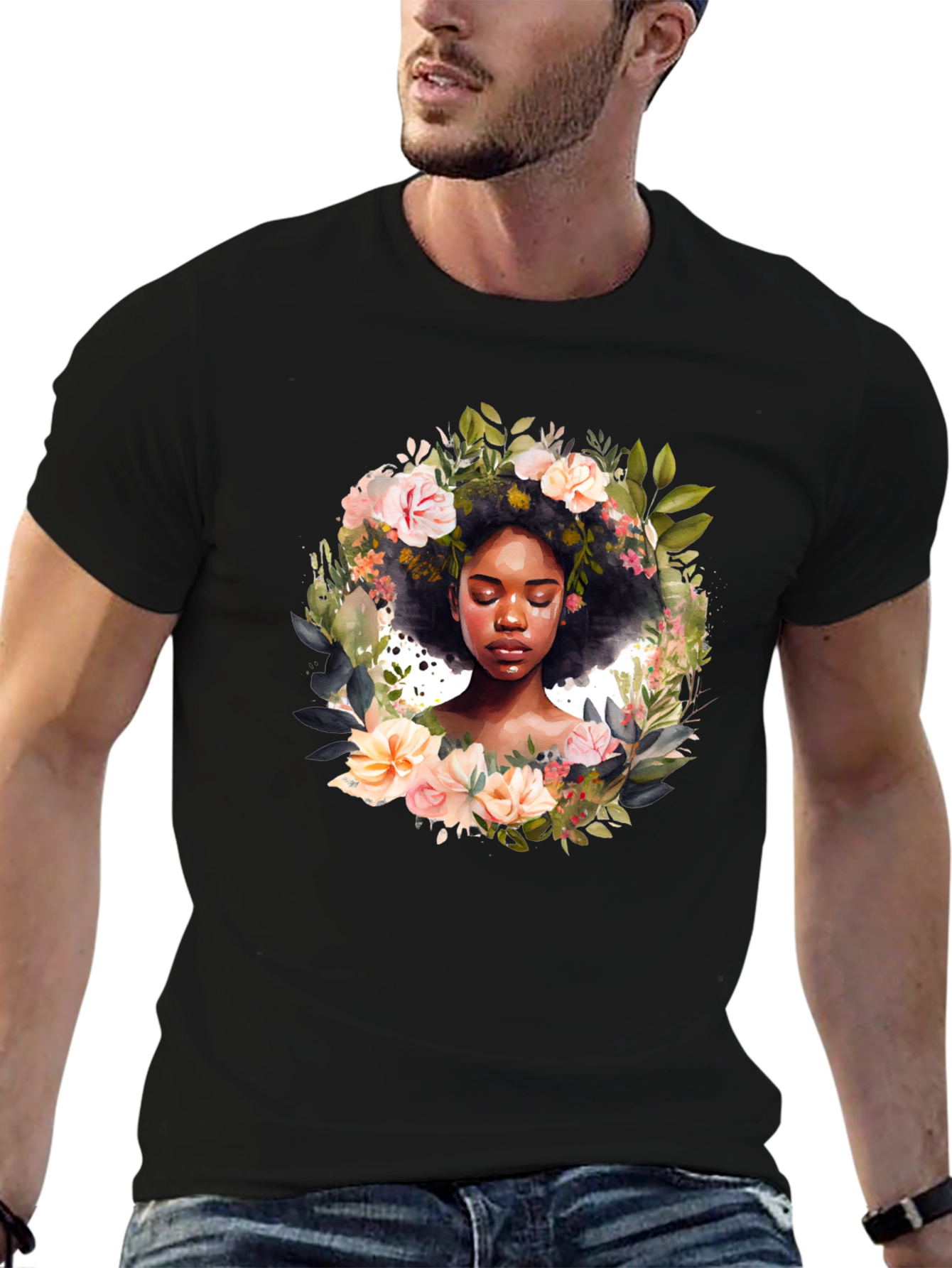 Floral Afro Art T-Shirt