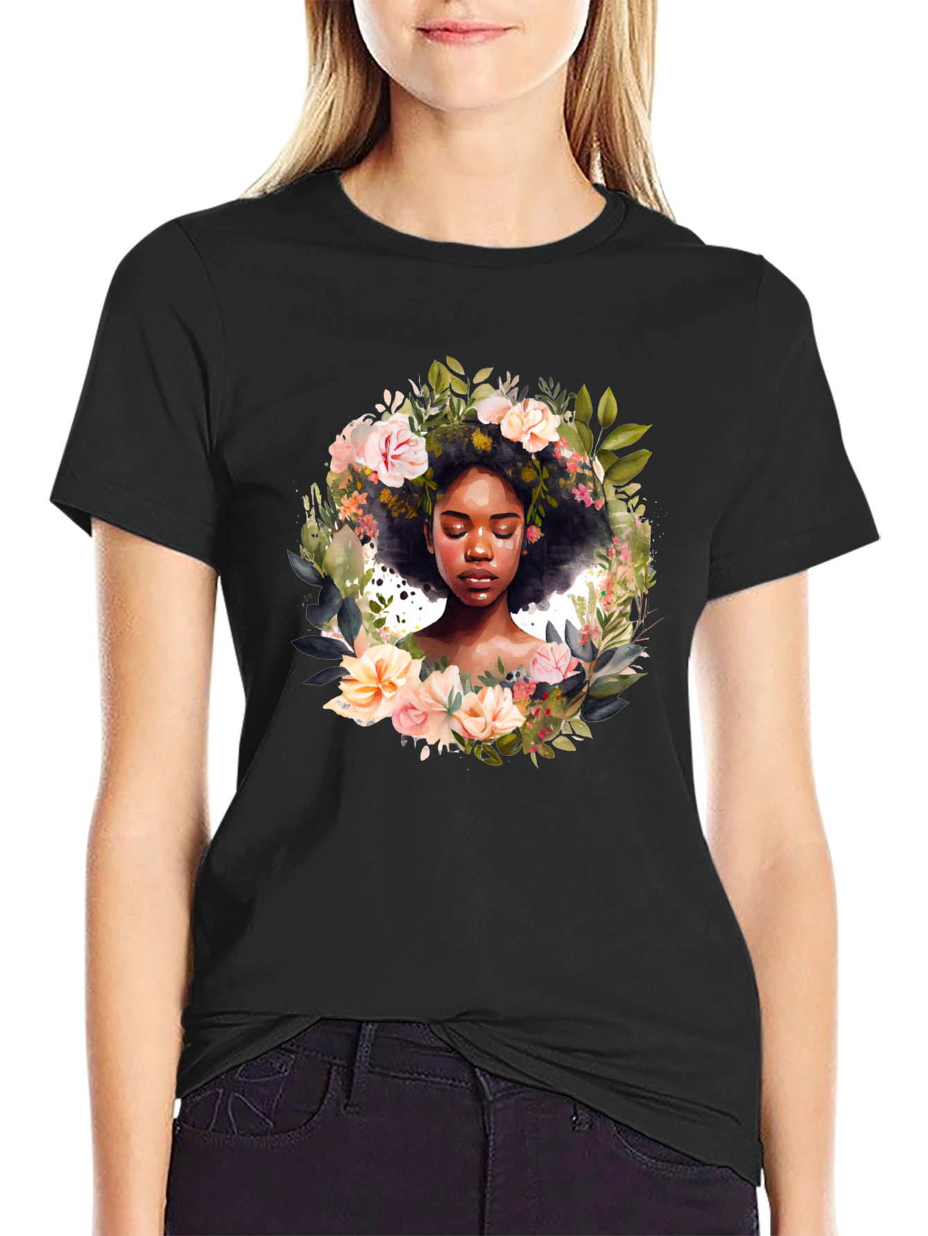 Floral Afro Art T-Shirt