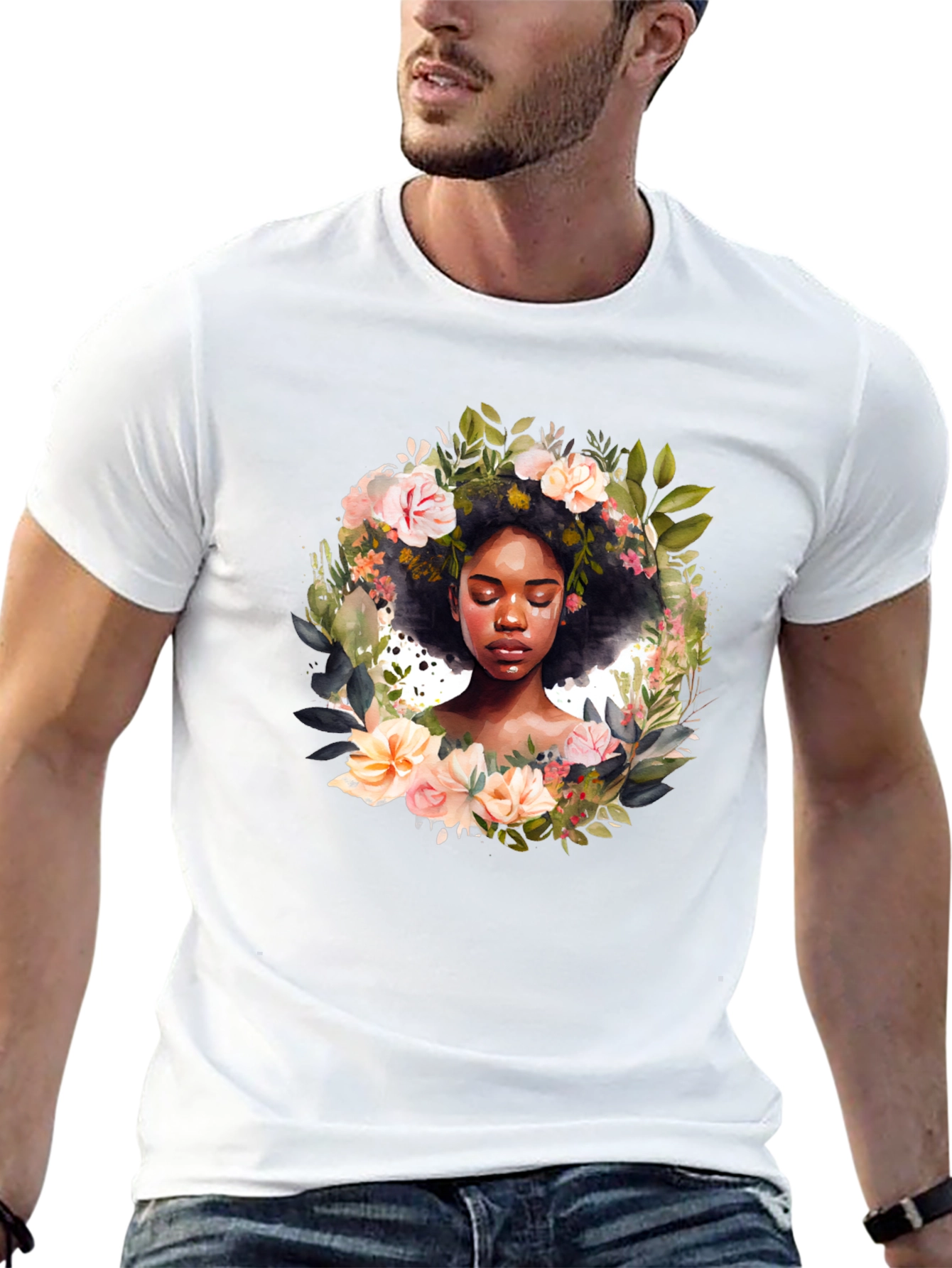 Floral Afro Art T-Shirt